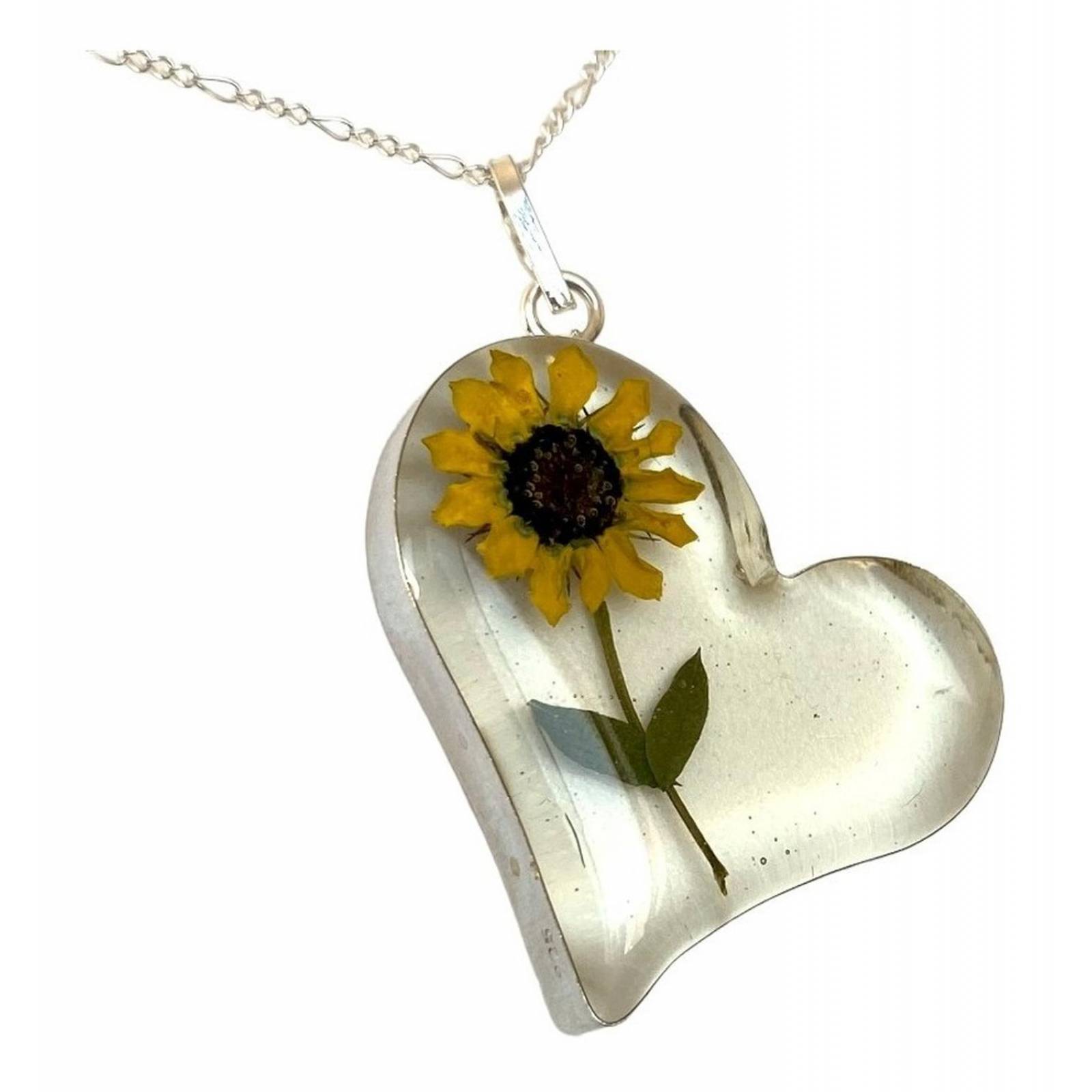Shrek Aretes Collar Girasol Promesa Regalo Amor Plata 925 Corazón grande girasol Alto/Ancho: 1 a 3 cm x 1 a 3 cm