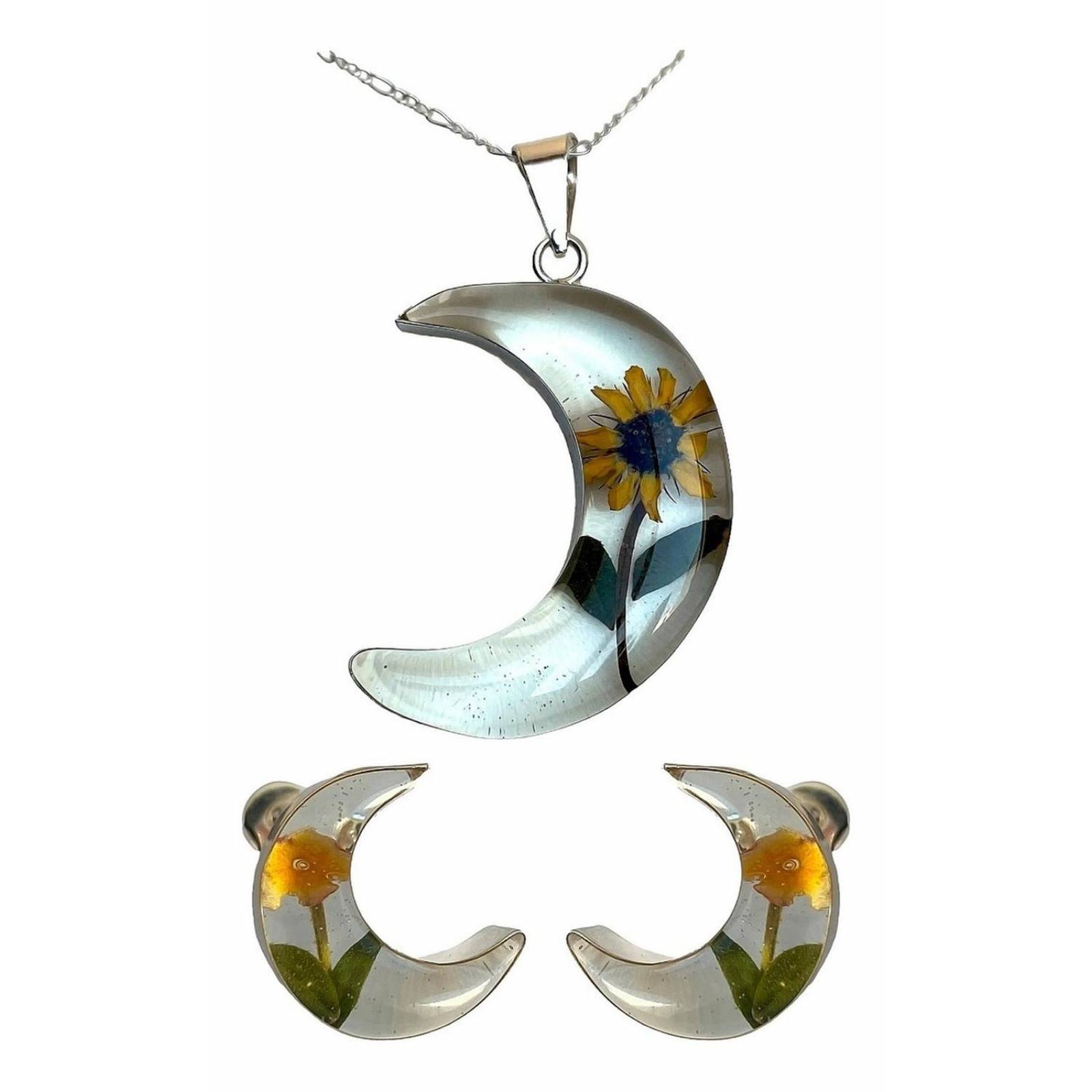 Shrek Aretes Collar Girasol Promesa Regalo Amor Plata 925 Luna Alto/Ancho: 1 a 3 cm x 1 a 3 cm