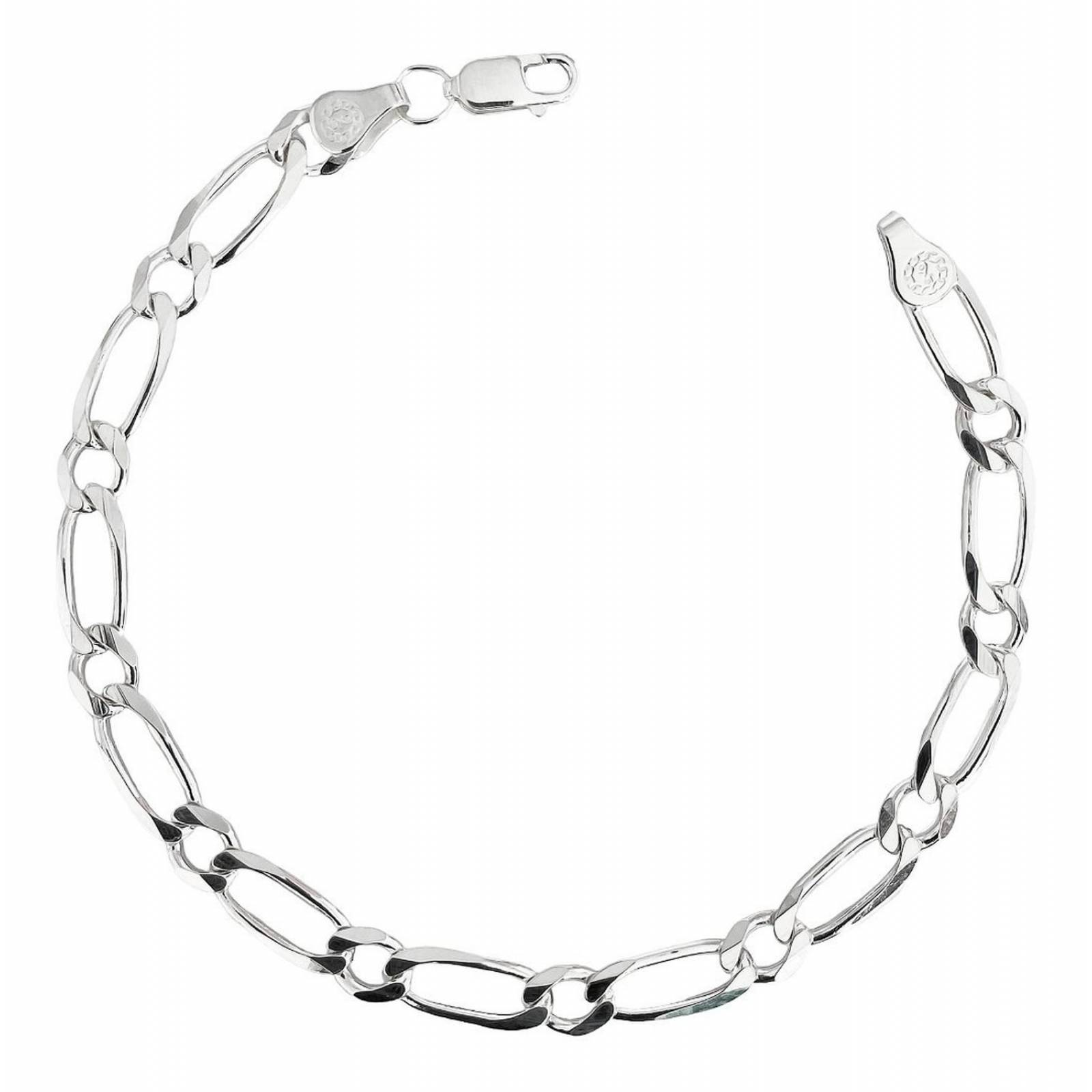 Esclava Gruesa Hombre Pulsera Fígaro 1x1 Plata 925 6 Mm