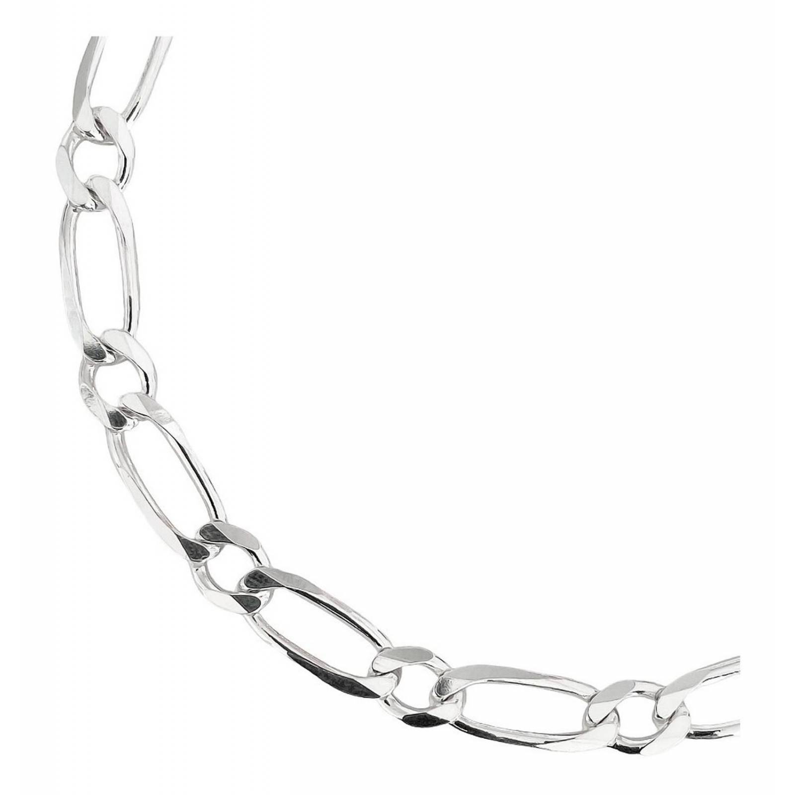 Esclava Gruesa Hombre Pulsera Fígaro 1x1 Plata 925 6 Mm