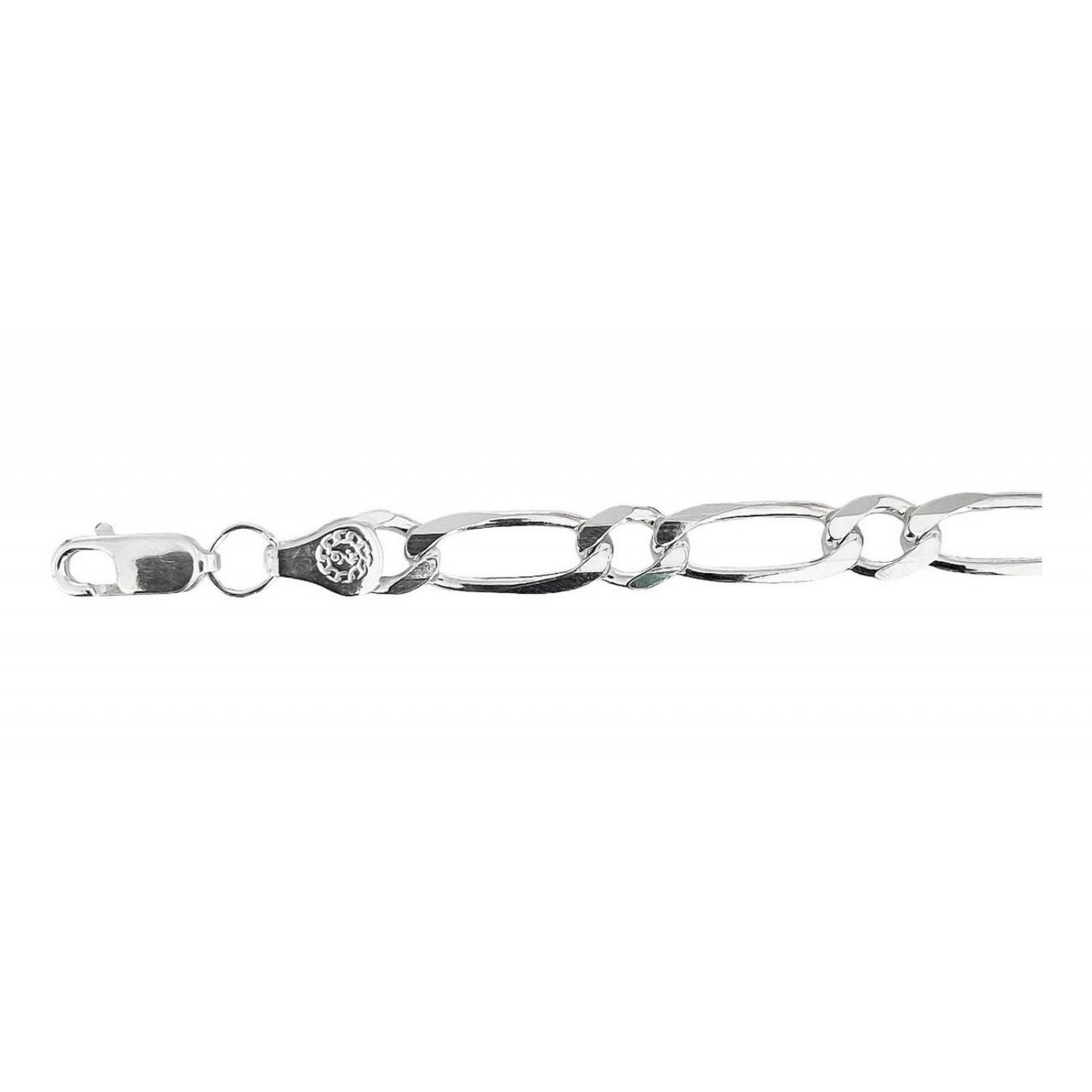Esclava Gruesa Hombre Pulsera Fígaro 1x1 Plata 925 6 Mm