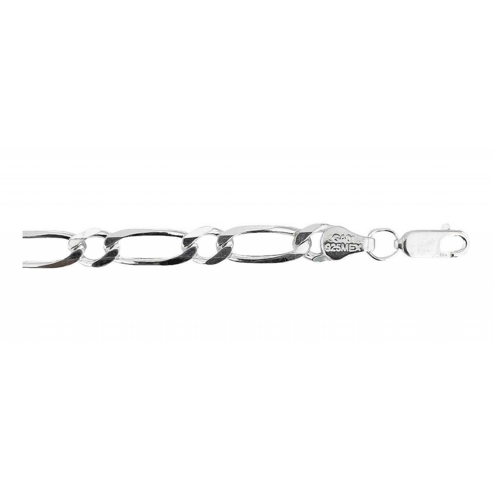 Esclava Gruesa Hombre Pulsera Fígaro 1x1 Plata 925 6 Mm
