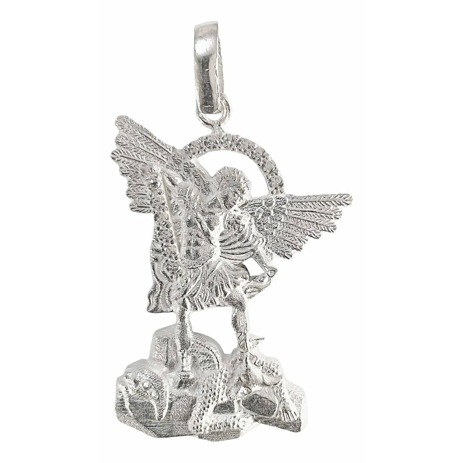 Dijes San Miguel Arcangel Con Zirconias Plata Solida 925 