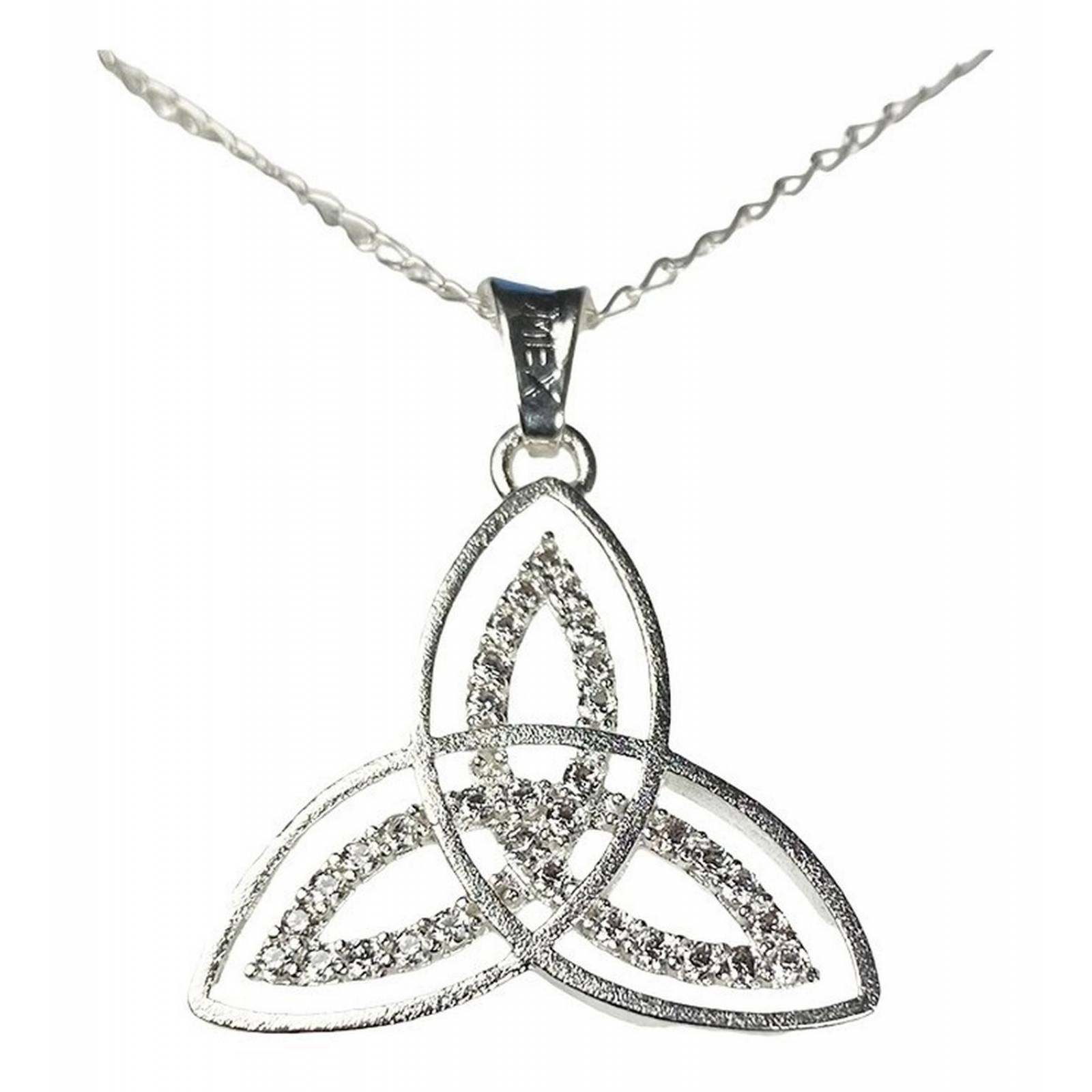 Dije Triqueta Zirconias Plata Solida 925 + Cadena Plata 925