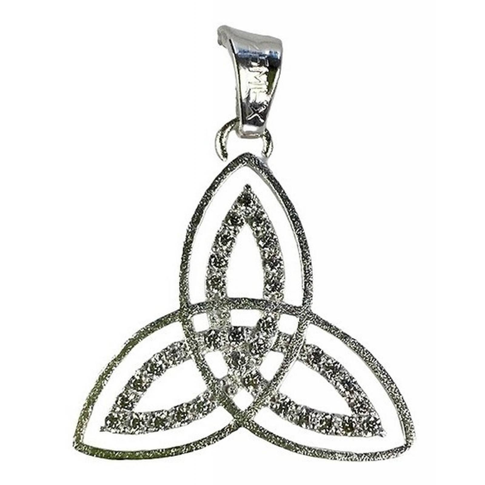 Dije Triqueta Zirconias Plata Solida 925 + Cadena Plata 925