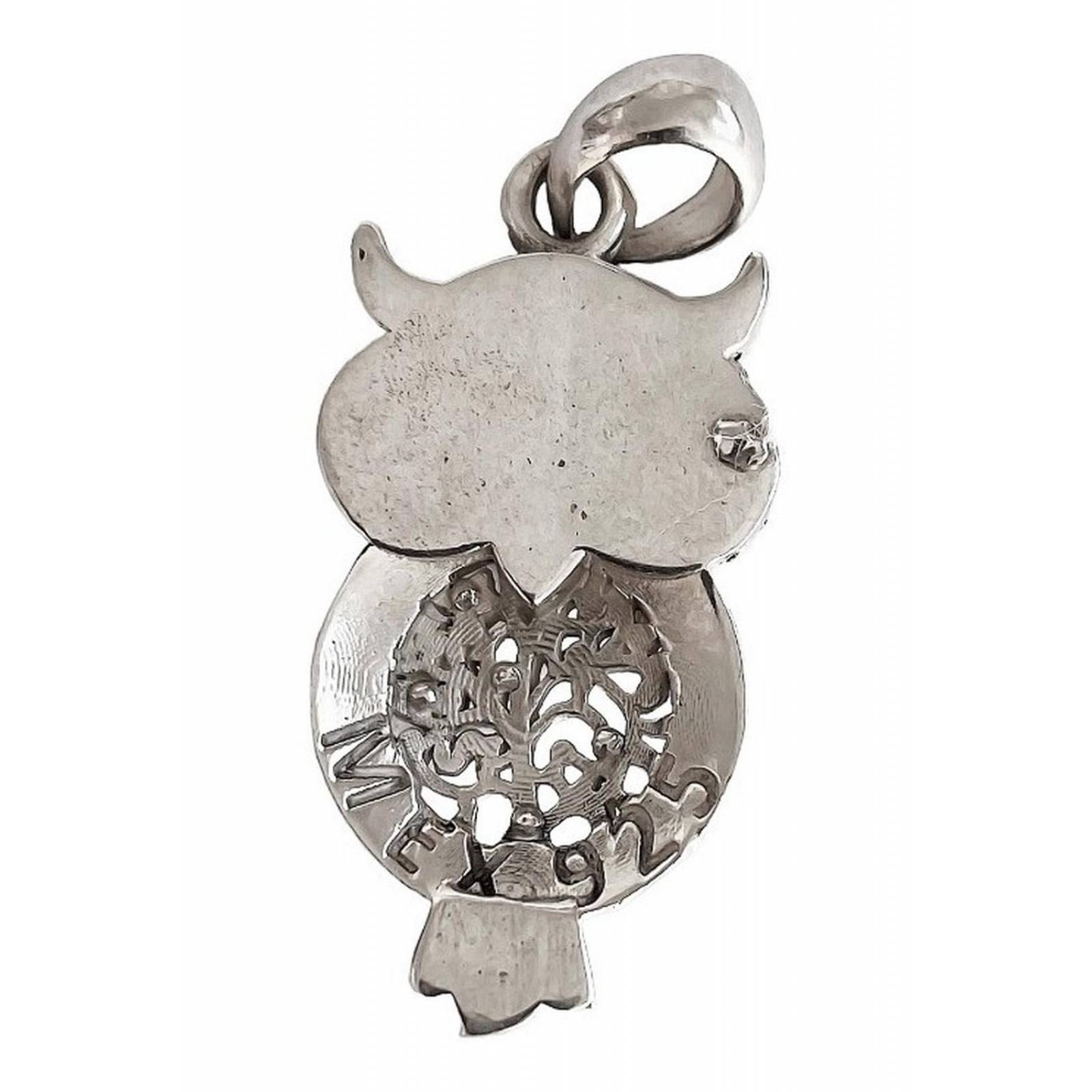 Dije Búho Con Piedra Natural Tallada De Plata Solida 925 