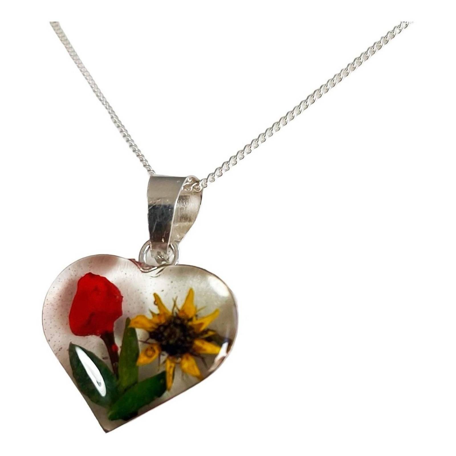 Shrek Aretes Collar Girasol Promesa Regalo Amor Plata 925 Girasol flor roja Alto/Ancho: 1 a 3 cm x 1 a 3 cm