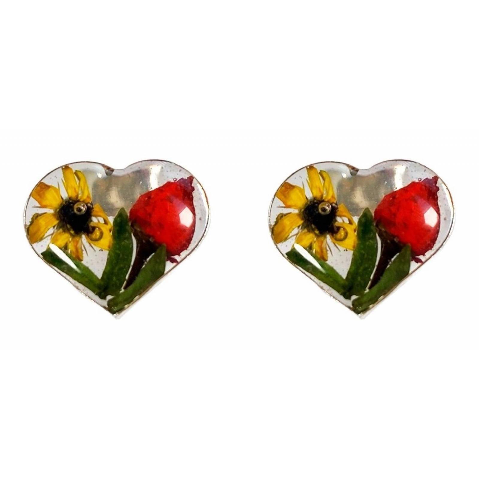 Shrek Aretes Collar Girasol Promesa Regalo Amor Plata 925 Girasol flor roja Alto/Ancho: 1 a 3 cm x 1 a 3 cm