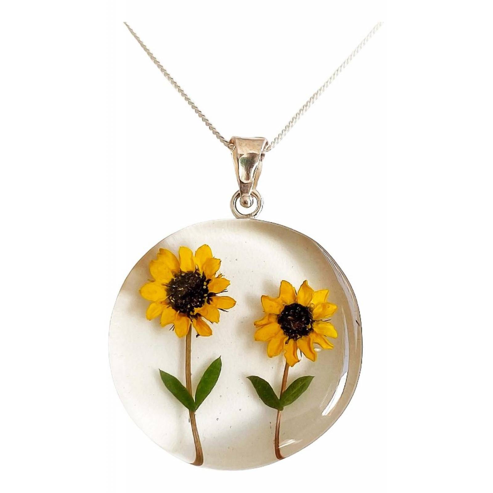 Shrek Aretes Collar Girasol Promesa Regalo Amor Plata 925 Criculo 2 girasoles Alto/Ancho: 1 a 3 cm x 1 a 3 cm