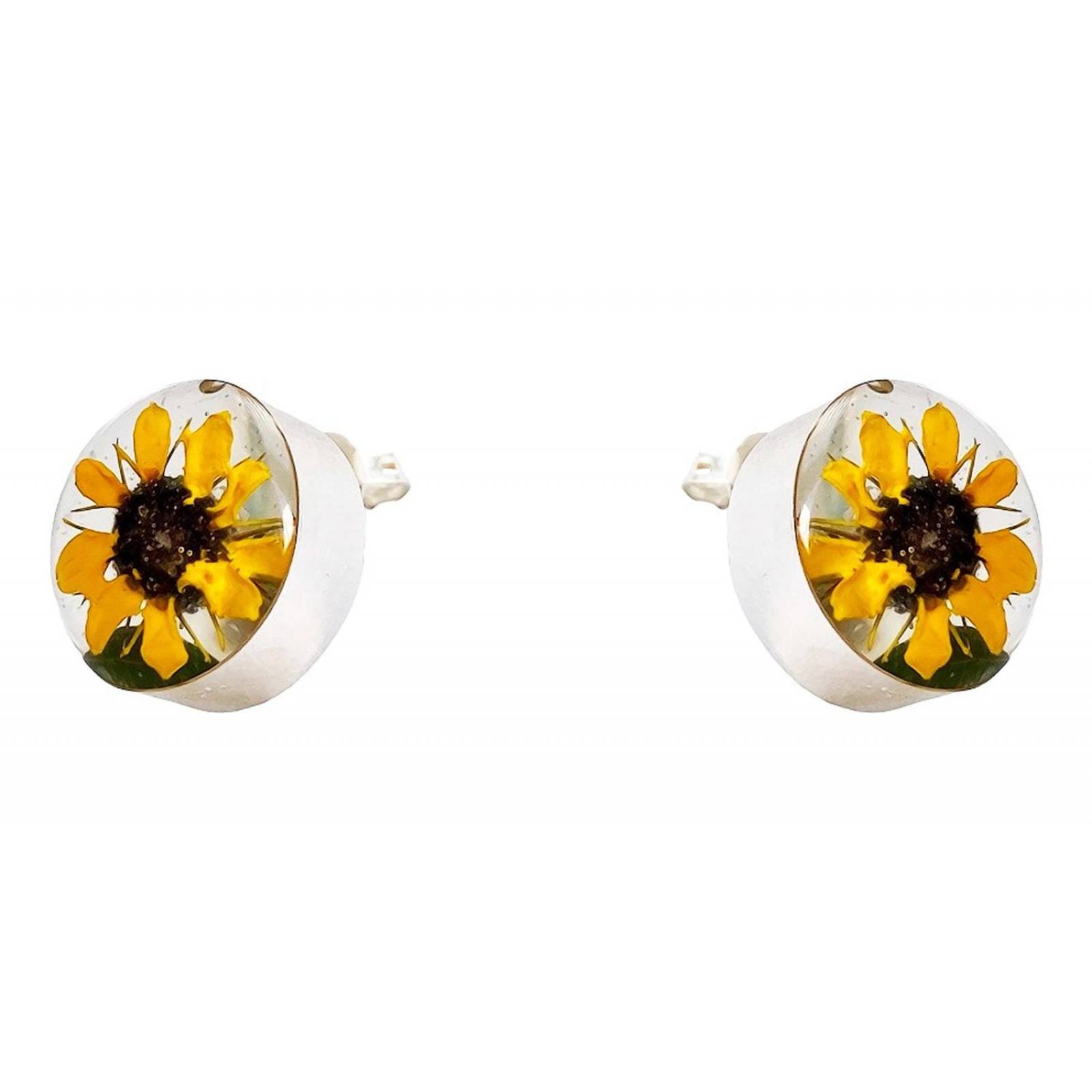 Shrek Aretes Collar Girasol Promesa Regalo Amor Plata 925 Criculo 2 girasoles Alto/Ancho: 1 a 3 cm x 1 a 3 cm