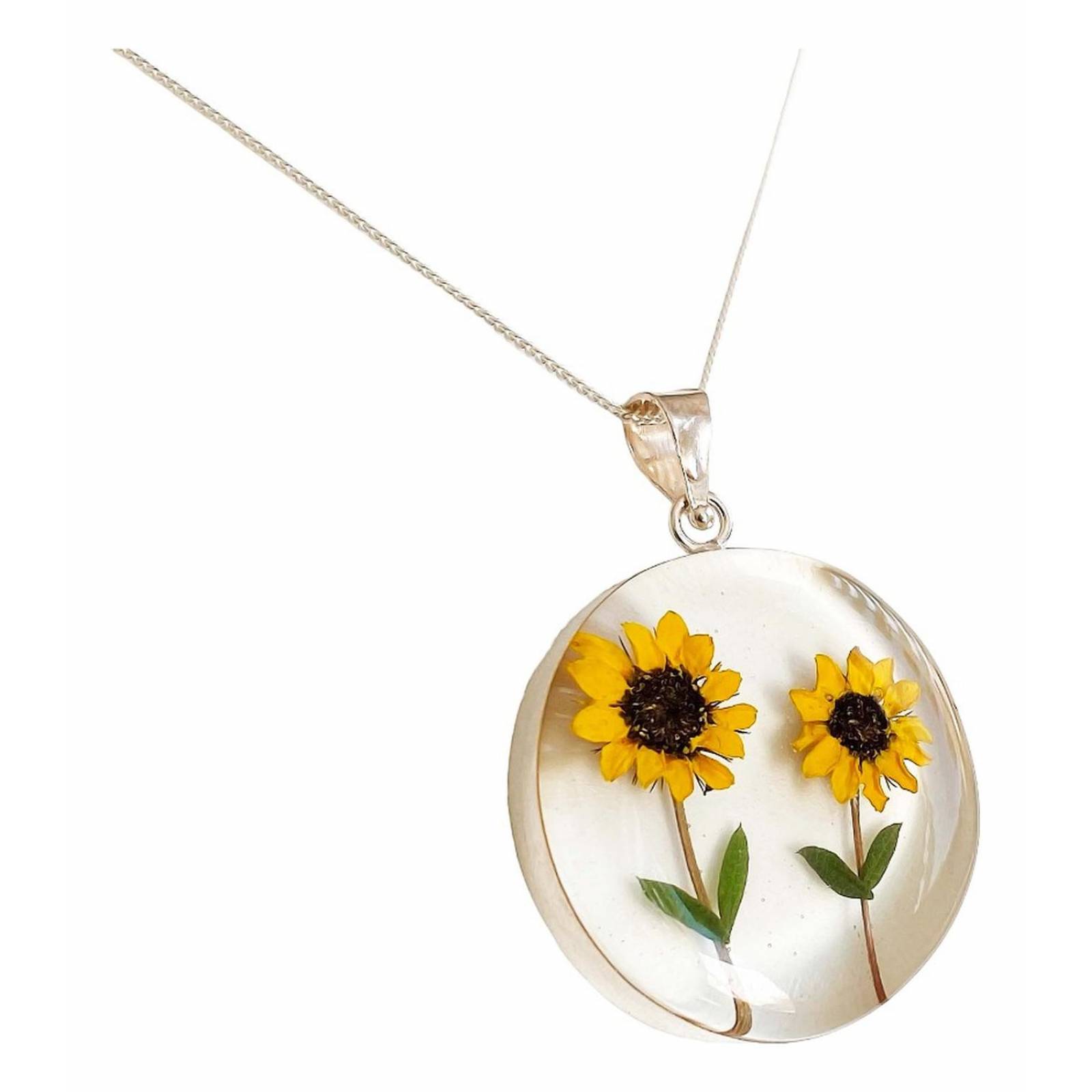 Shrek Aretes Collar Girasol Promesa Regalo Amor Plata 925 Criculo 2 girasoles Alto/Ancho: 1 a 3 cm x 1 a 3 cm