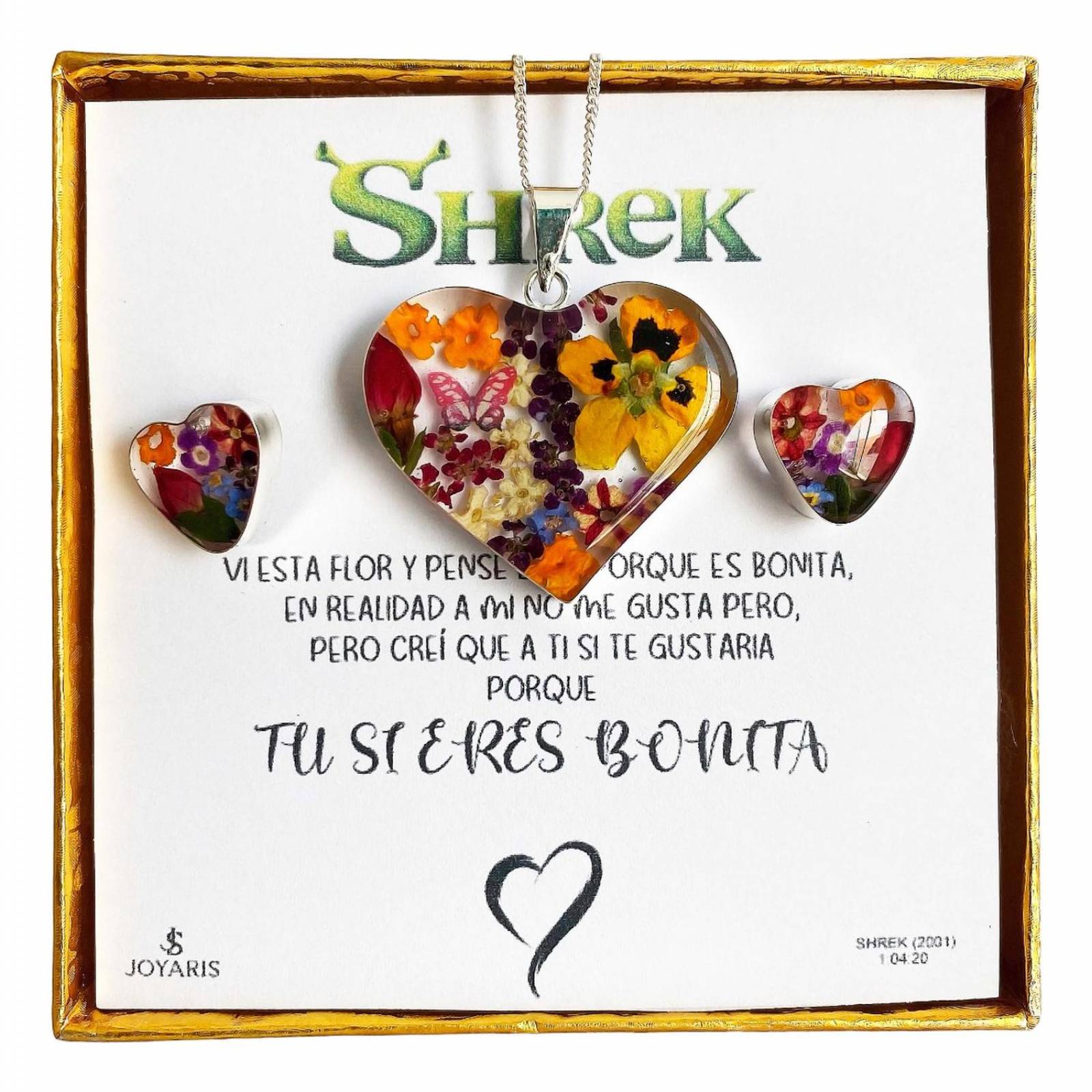 Shrek Aretes Collar Girasol Promesa Regalo Amor Plata 925 Corazón grande varias flores Alto/Ancho: 1 a 3 cm x 1 a 3 cm
