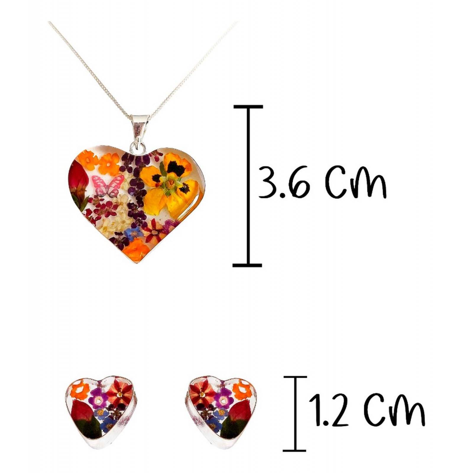 Shrek Aretes Collar Girasol Promesa Regalo Amor Plata 925 Corazón grande varias flores Alto/Ancho: 1 a 3 cm x 1 a 3 cm