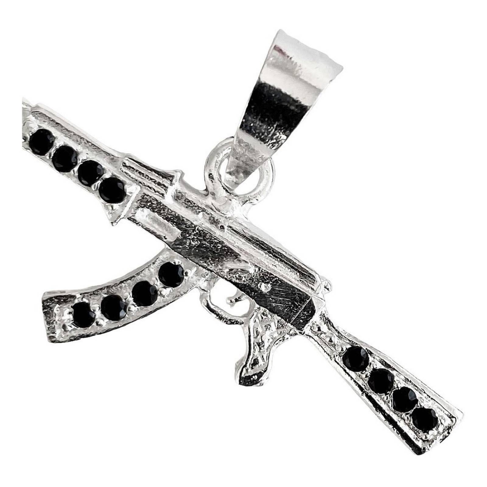 Dije Chico Rifle Ak 47 Cuerno De Chivo Plata Solida 925 