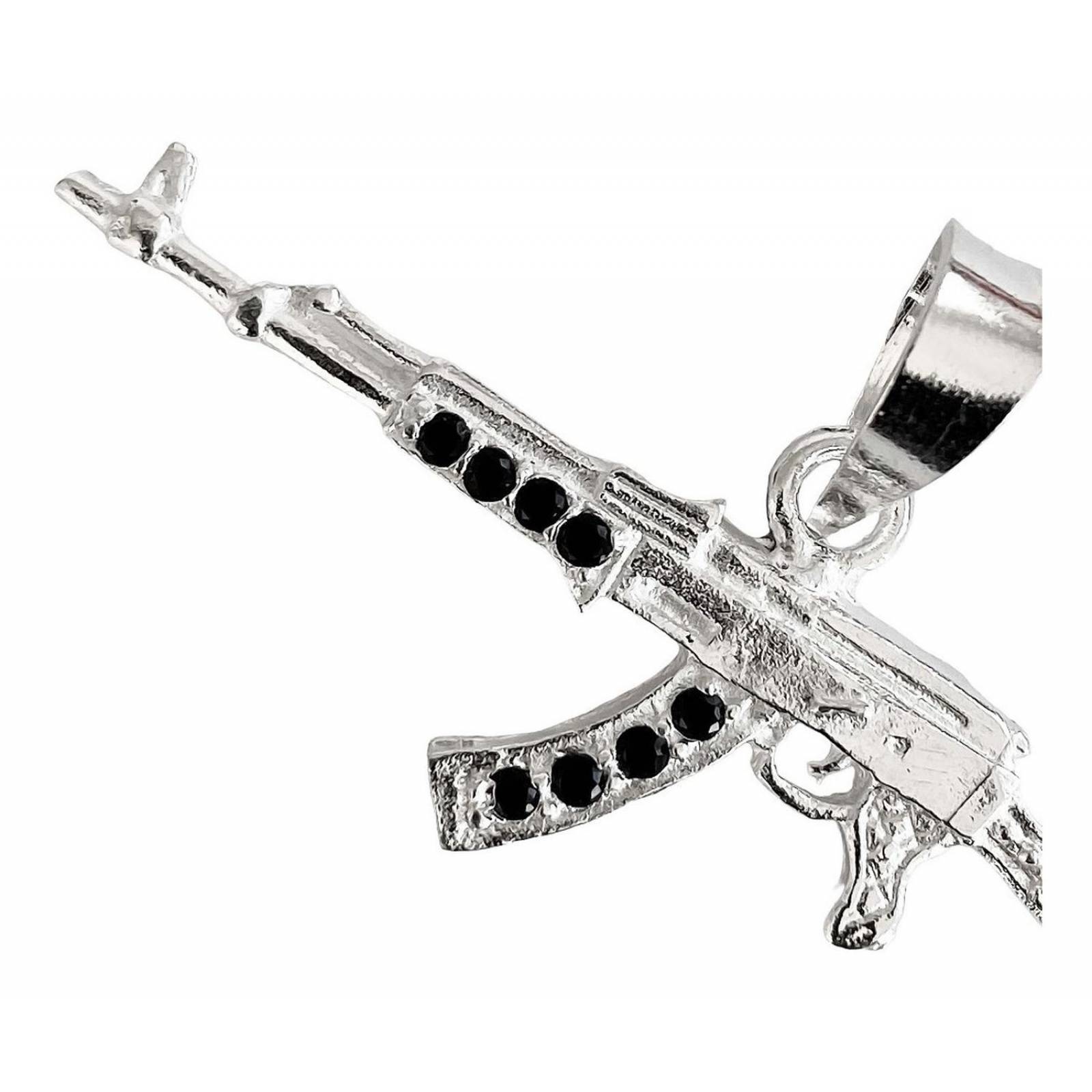 Dije Chico Rifle Ak 47 Cuerno De Chivo Plata Solida 925 