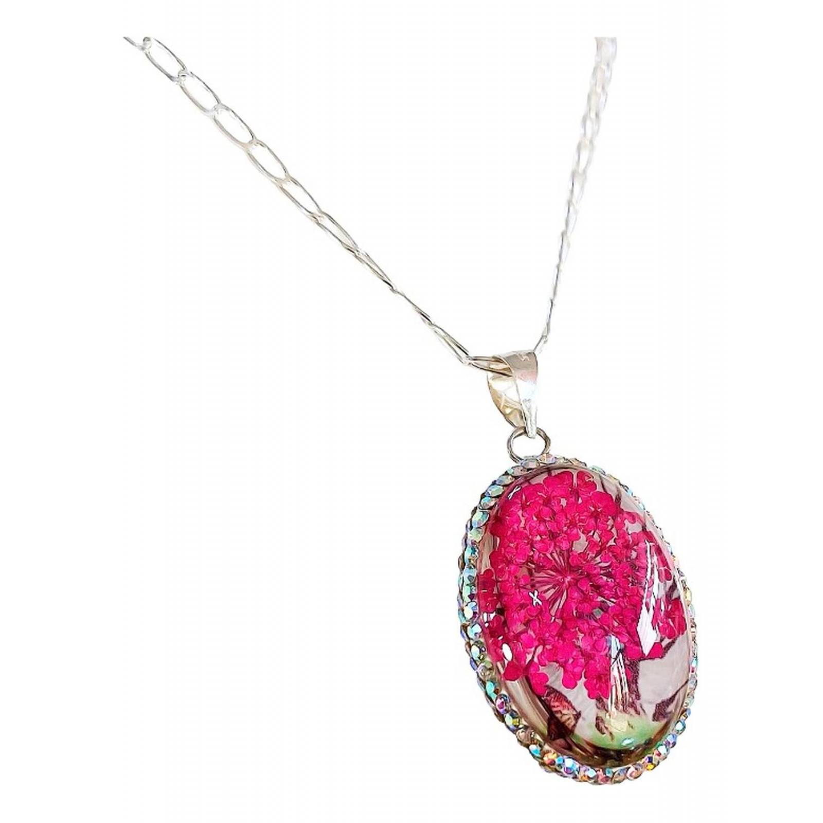 Juego Kit Arbol De La Vida Natural Encapsulado Plata 925 Ovalo rosa Alto/Ancho:3.2 cm x 2 cm