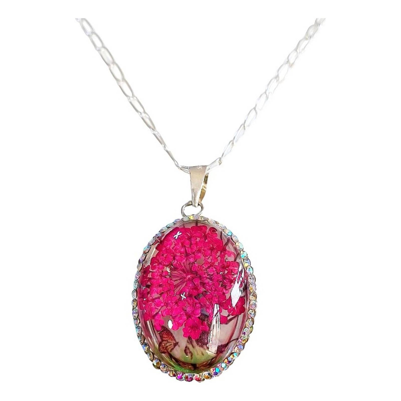 Juego Kit Arbol De La Vida Natural Encapsulado Plata 925 Ovalo rosa Alto/Ancho:3.2 cm x 2 cm