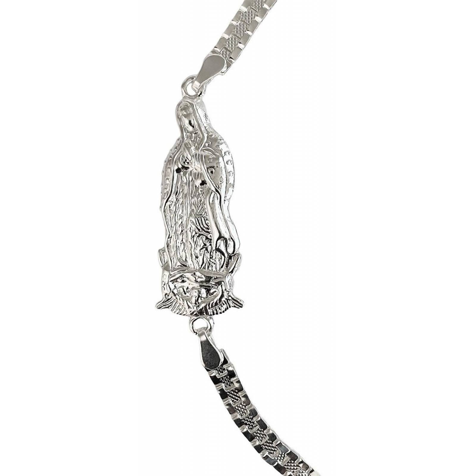 Pulsera Rolex Chica Virgen De Guadalupe Plata Solida Ley 925 Largo/Ancho: 17 cm x 4 mm 7 cm - 17 cm Plateado