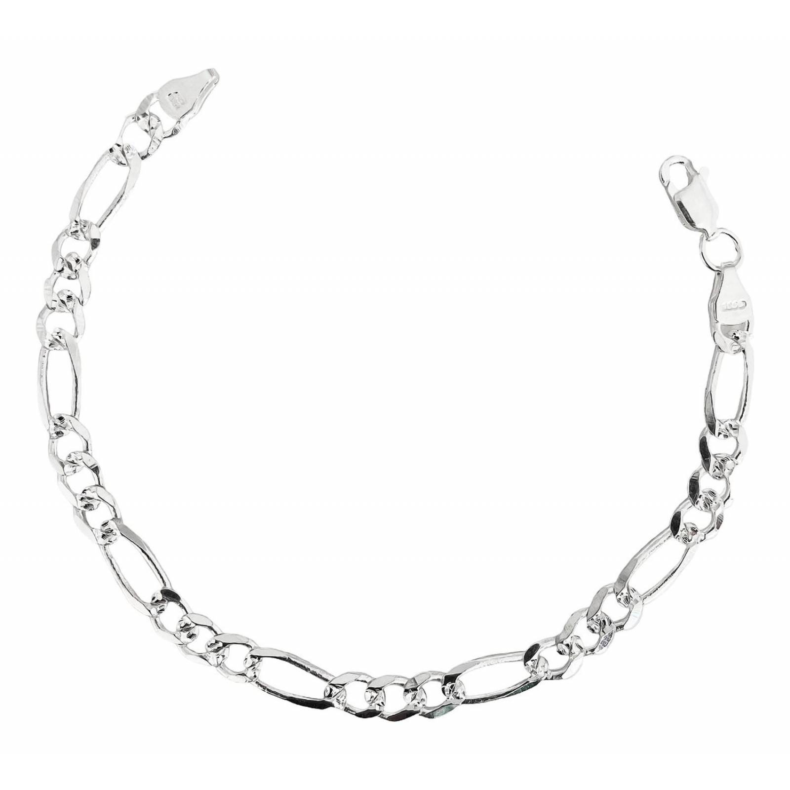 Esclava Diamantada Pulsera Fígaro 3x1 Hombre Plata925 5 Mm Largo/Ancho: 22 cm x 5 mm Plateado 7 cm - 22 cm
