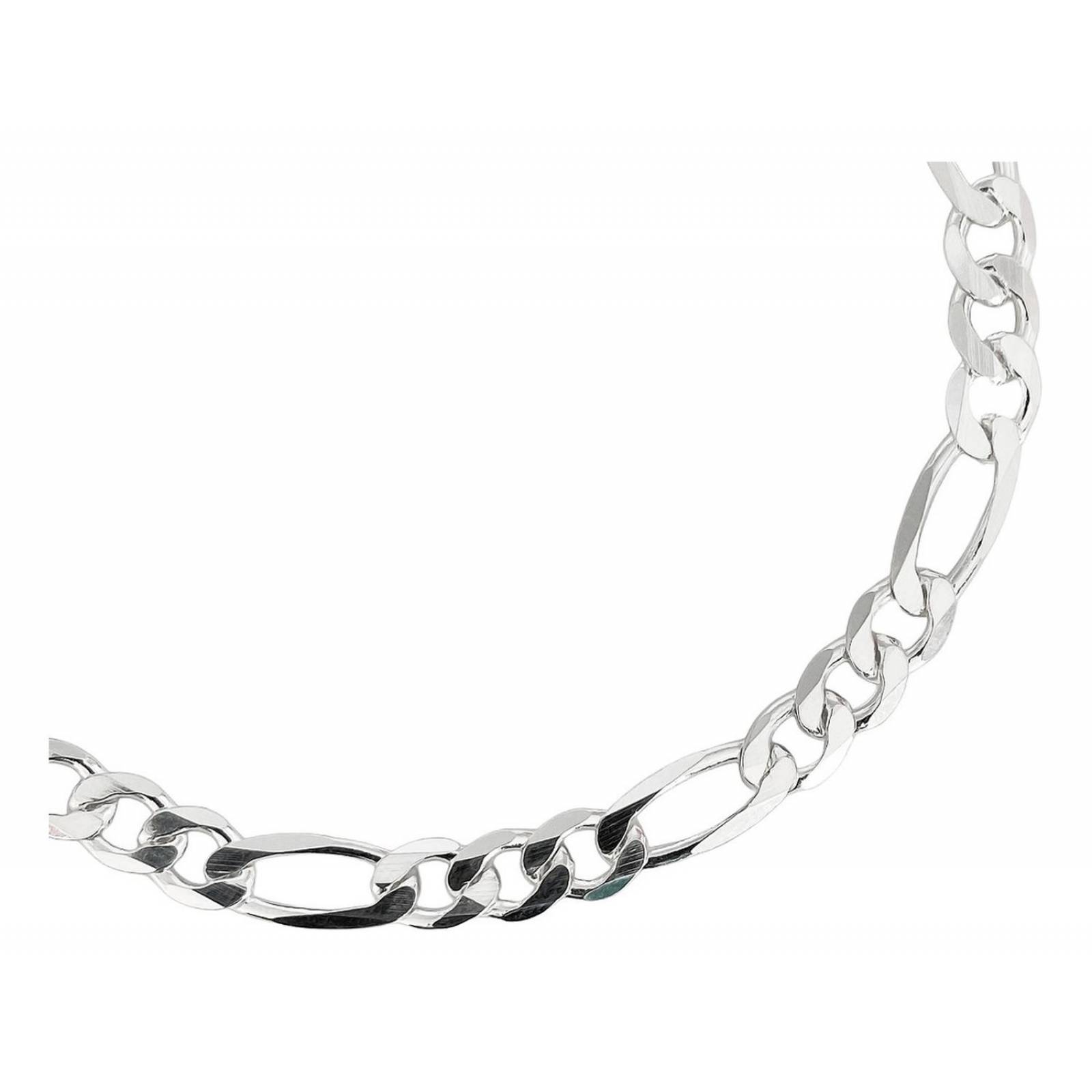 Esclava Diamantada Pulsera Fígaro 3x1 Hombre Plata925 5 Mm Largo/Ancho: 22 cm x 5 mm Plateado 7 cm - 22 cm