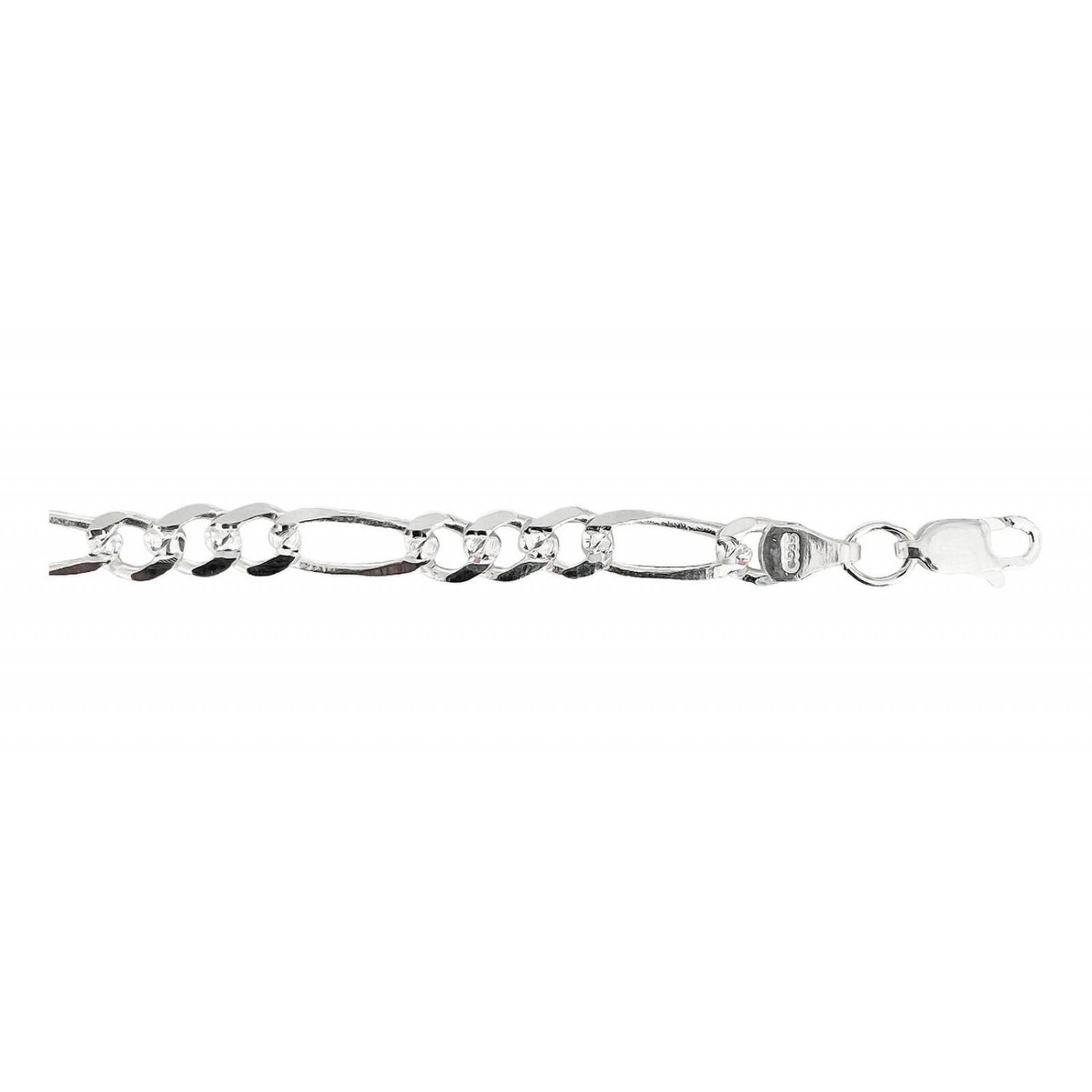 Esclava Diamantada Pulsera Fígaro 3x1 Hombre Plata925 5 Mm Largo/Ancho: 22 cm x 5 mm Plateado 7 cm - 22 cm