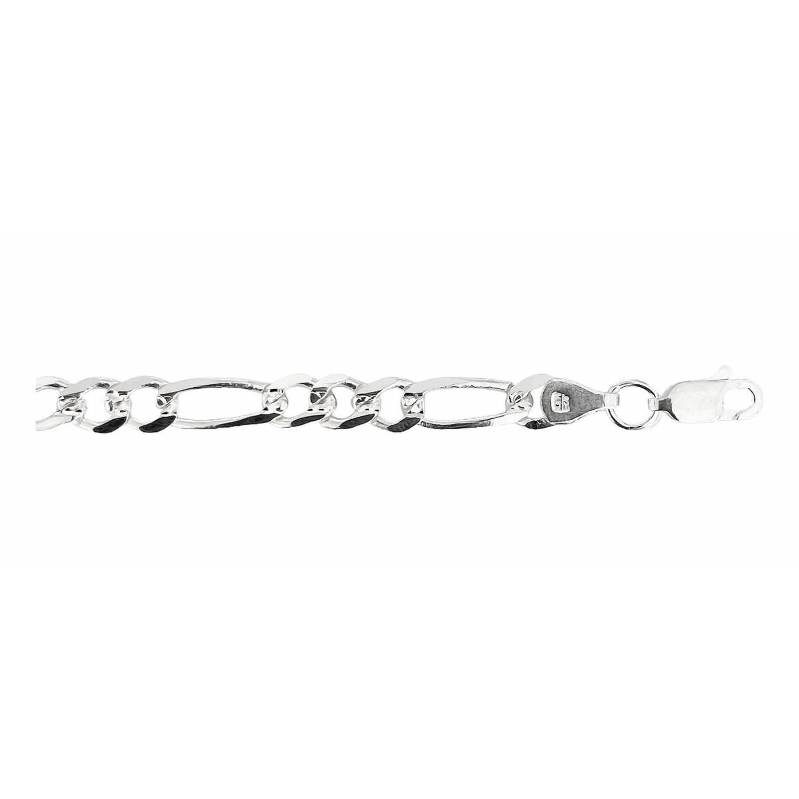 Esclava Diamantada Pulsera Fígaro 3x1 Hombre Plata925 5 Mm Largo/Ancho: 22 cm x 5 mm Plateado 7 cm - 22 cm