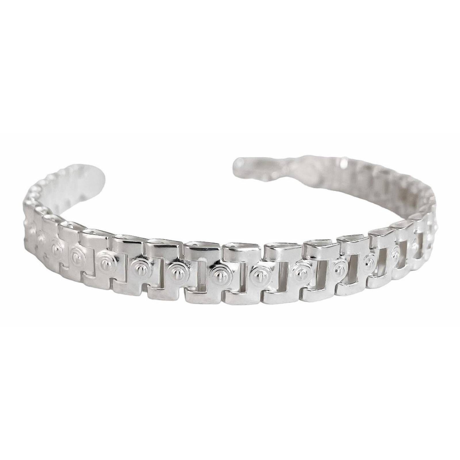 Pulsera Rolex Gruesa Hombre Esclava Plata Solida Ley 925 8mm Moderno Largo/Ancho: 21 cm x 8 mm 6 cm - 21 cm