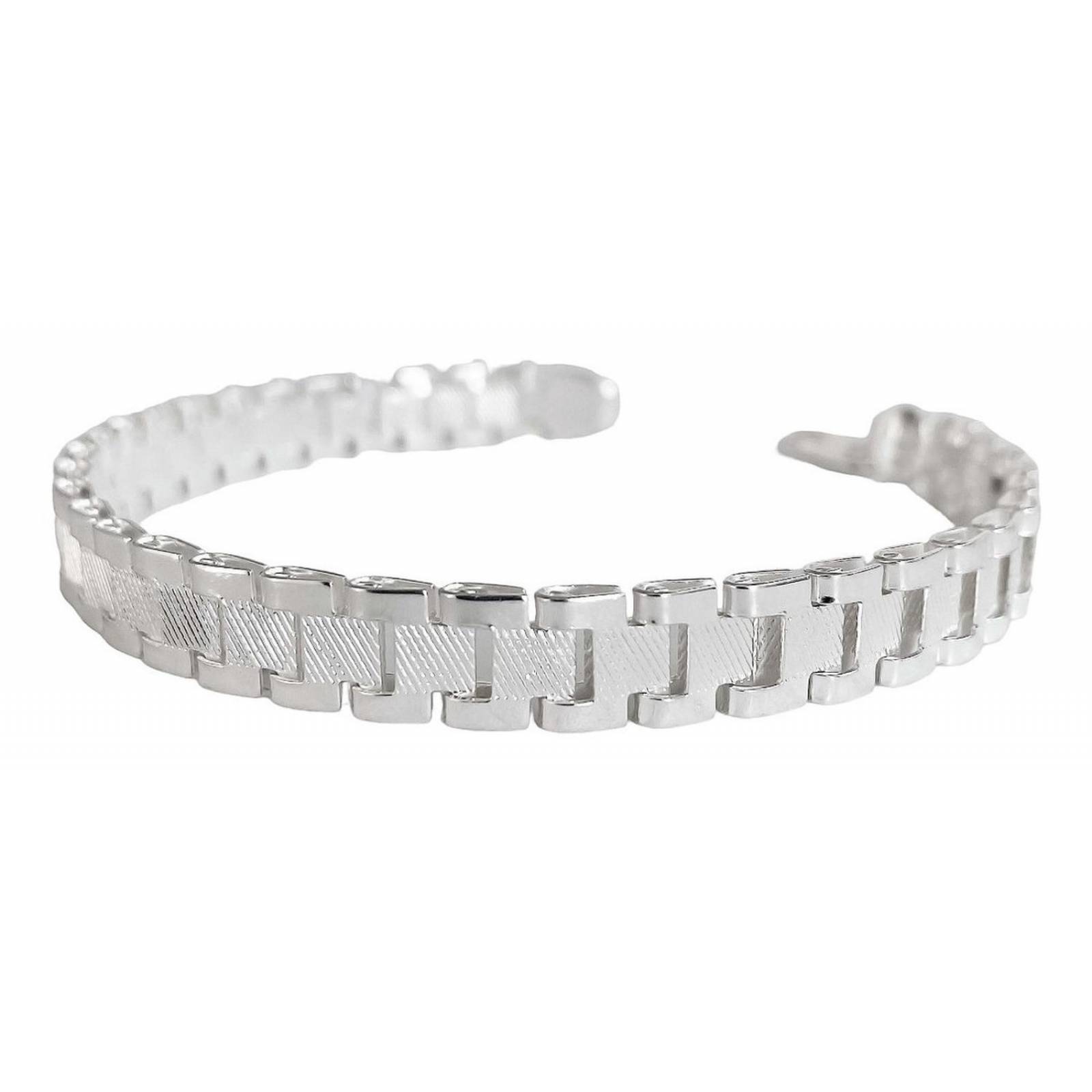 Pulsera Rolex Gruesa Hombre Esclava Plata Solida Ley 925 8mm