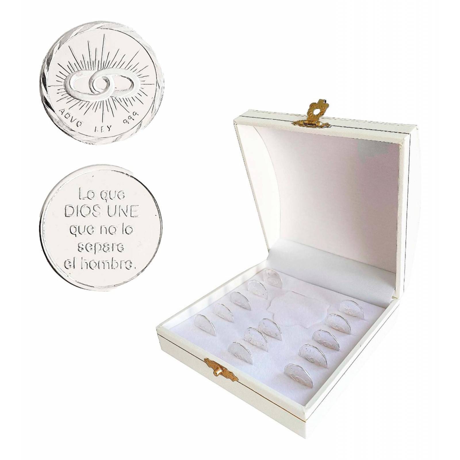 Juego Arras Matrimoniales Boda Alianzas Plata Pura Ley .999 