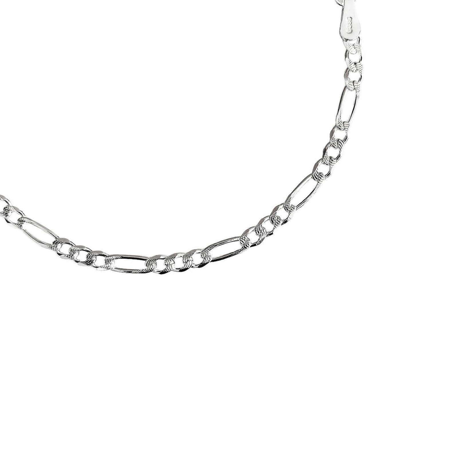 Esclava Pulsera Fígaro 3x1 Diamantada Unisex Plata 925 4 Mm Plateado Largo / Ancho 16.5 cm x 0.4 cm 16.5 cm x 0.4 cm