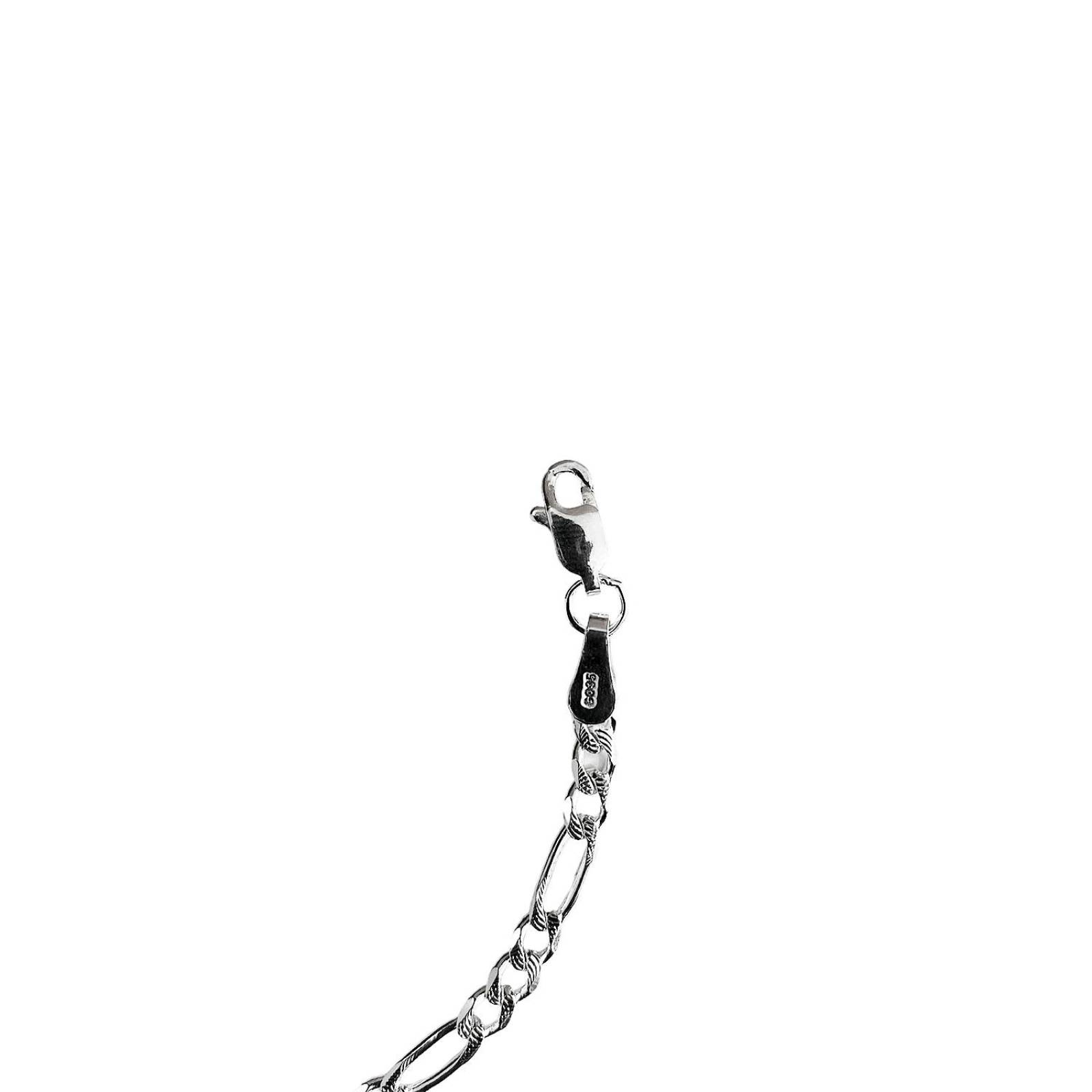 Esclava Pulsera Fígaro 3x1 Diamantada Unisex Plata 925 4 Mm Plateado Largo / Ancho 16.5 cm x 0.4 cm 16.5 cm x 0.4 cm