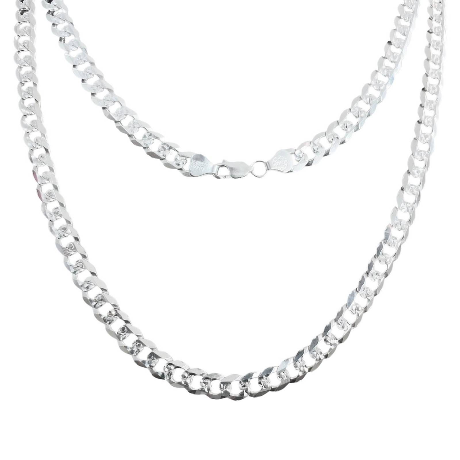 Cadena Cubana Gruesa Diamantada Plata 925 Hombre 65cm X 7mm Plateado Largo / Ancho 65 cm x 7 mm 65 cm x 7 mm