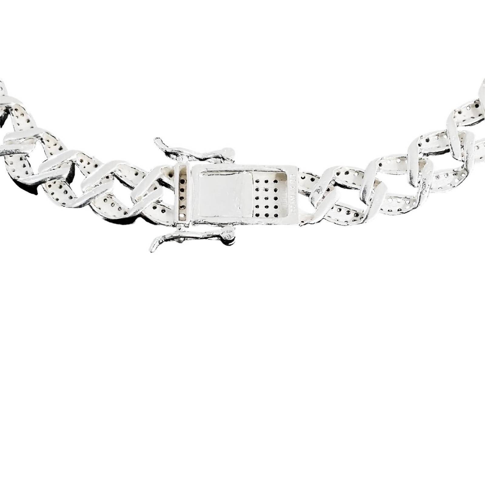 Collar Hip Hop Diamante Cadena Cubana Plata 925 45cm x 1cm 45 cm x 1 cm Plateado Largo / Ancho 45 cm x 1 cm