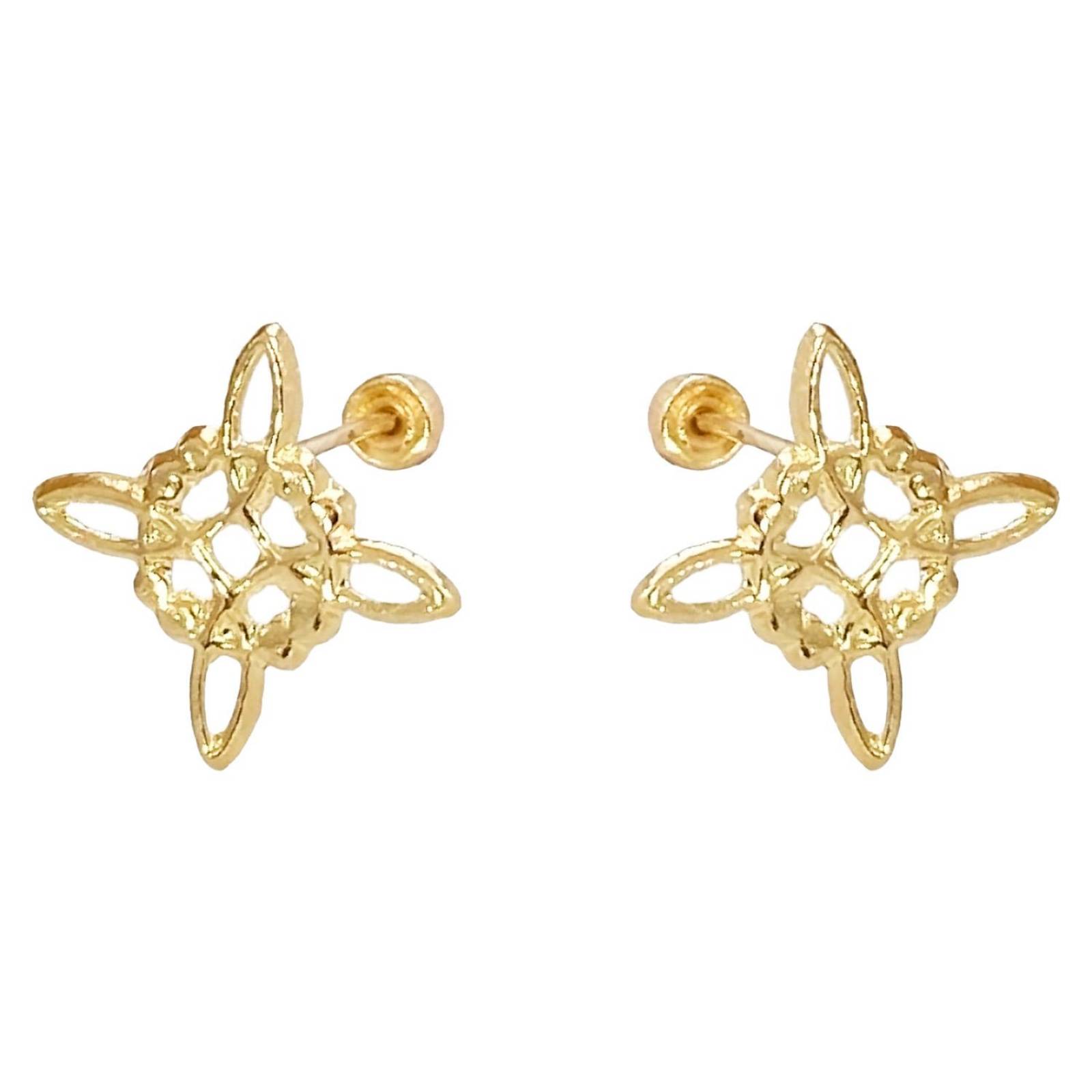 Aretes Broquel Pendiente Nudo De Bruja Mujer Oro De 10k Alto / Ancho 1.1 cm x 1.1 cm 1.1 cm x 1.1 cm