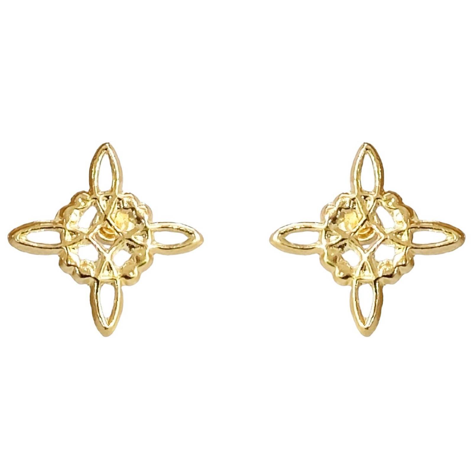 Aretes Broquel Pendiente Nudo De Bruja Mujer Oro De 10k Alto / Ancho 1.1 cm x 1.1 cm 1.1 cm x 1.1 cm