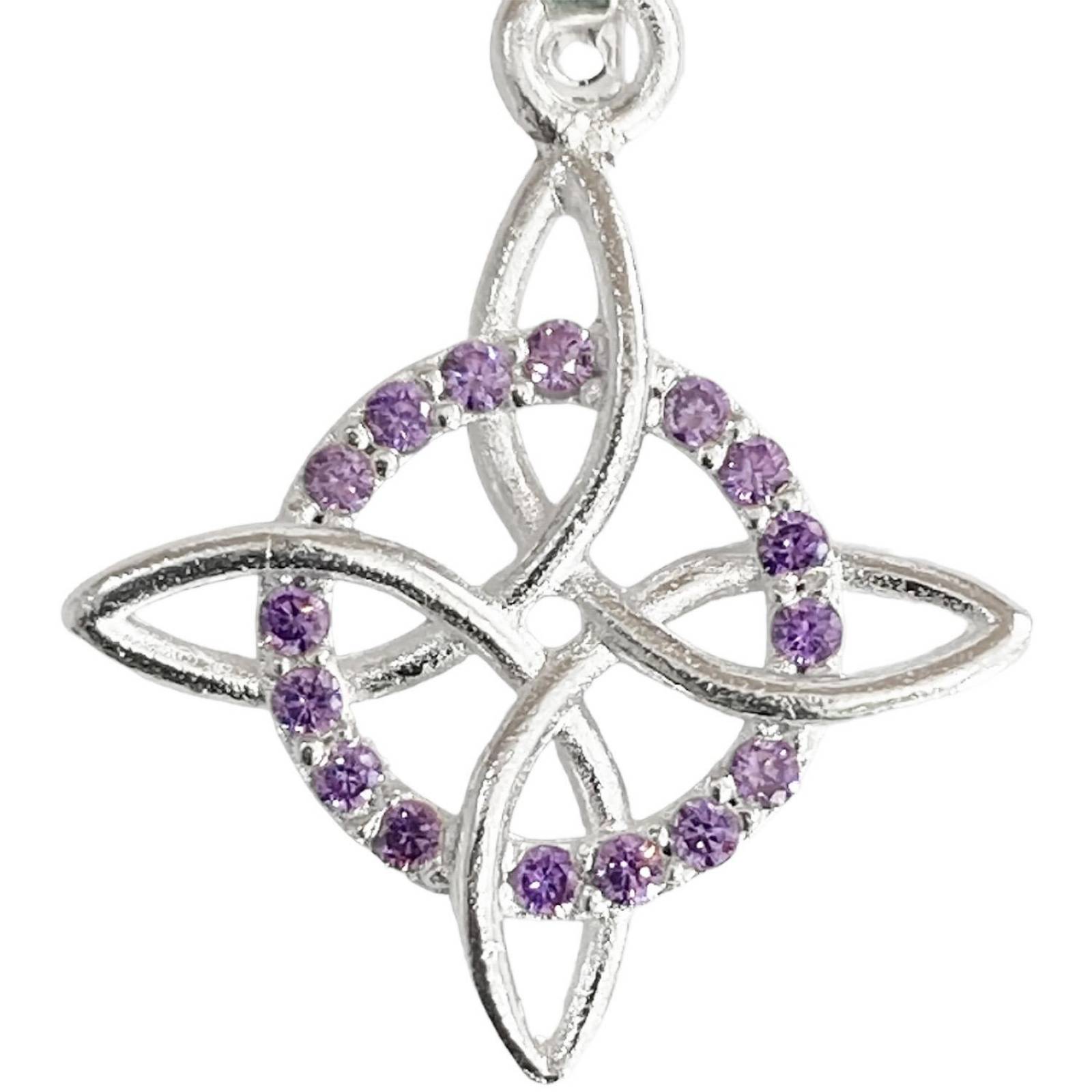 Dije Nudo De Bruja Celta Con Zirconias En Plata Solida 925 Morado Alto/Ancho: 3.3 cm x 2.3 cm