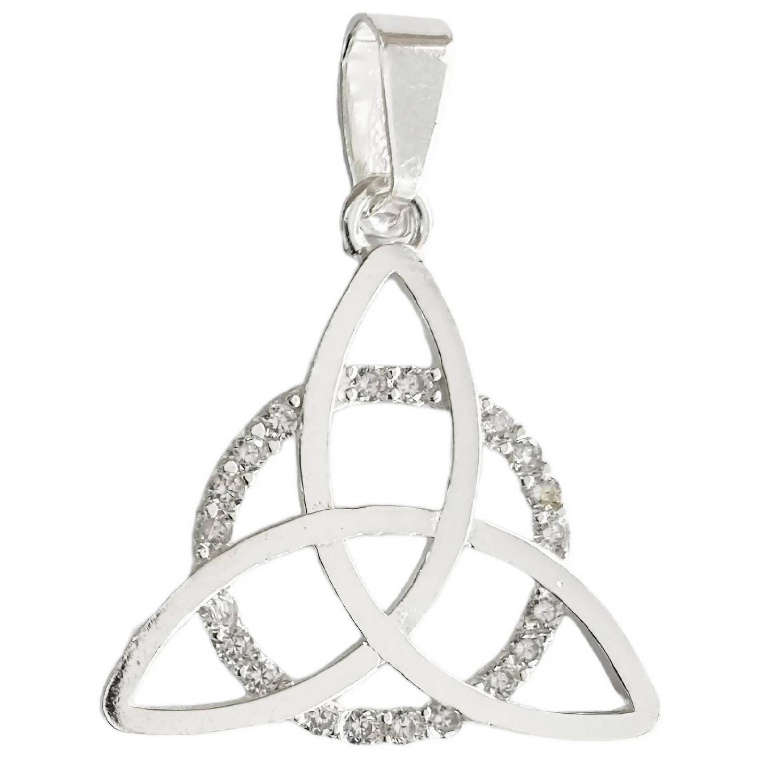Dije Triqueta Celta Con Circulo Zirconias Plata Ley 925 3.4 cm x 2.1 cm Alto / Ancho 3.4 cm x 2.1 cm Blanco