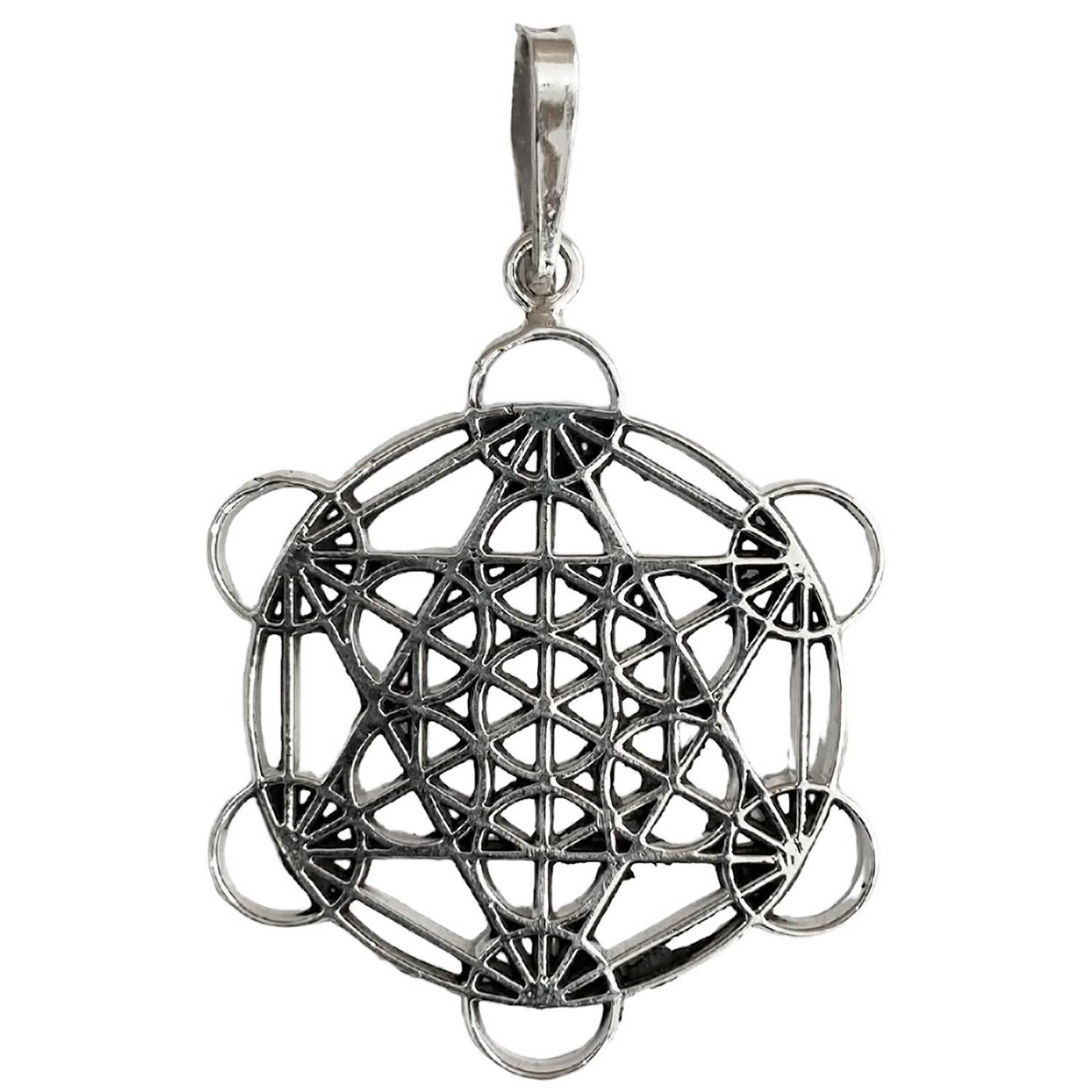 Dije Medalla Grande De Metatron En Plata Solida Ley 925 4.8 cm x 3.1 cm Plateado Alto / Ancho 4.8 cm x 3.1 cm