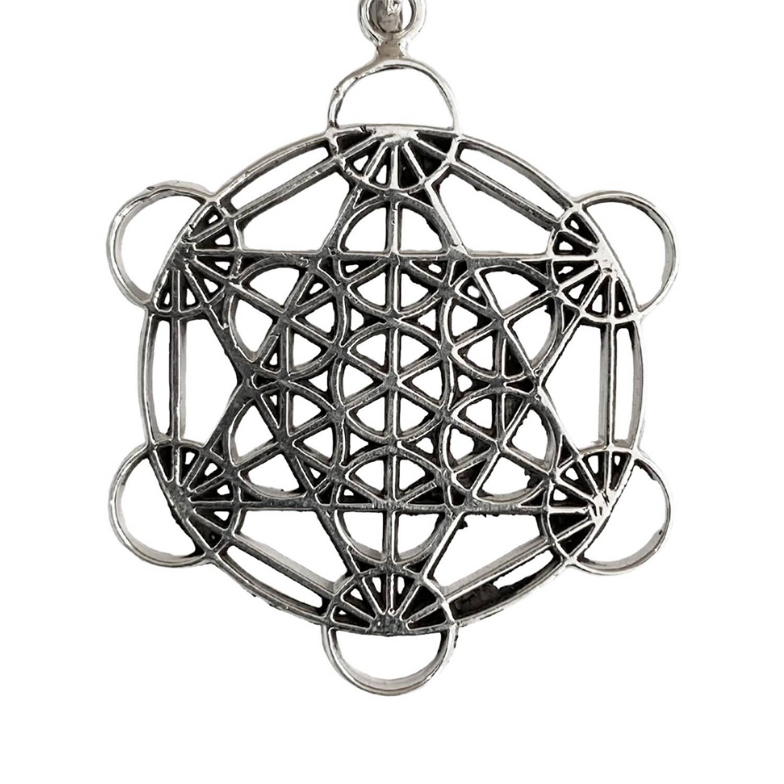 Dije Medalla Grande De Metatron En Plata Solida Ley 925 4.8 cm x 3.1 cm Plateado Alto / Ancho 4.8 cm x 3.1 cm