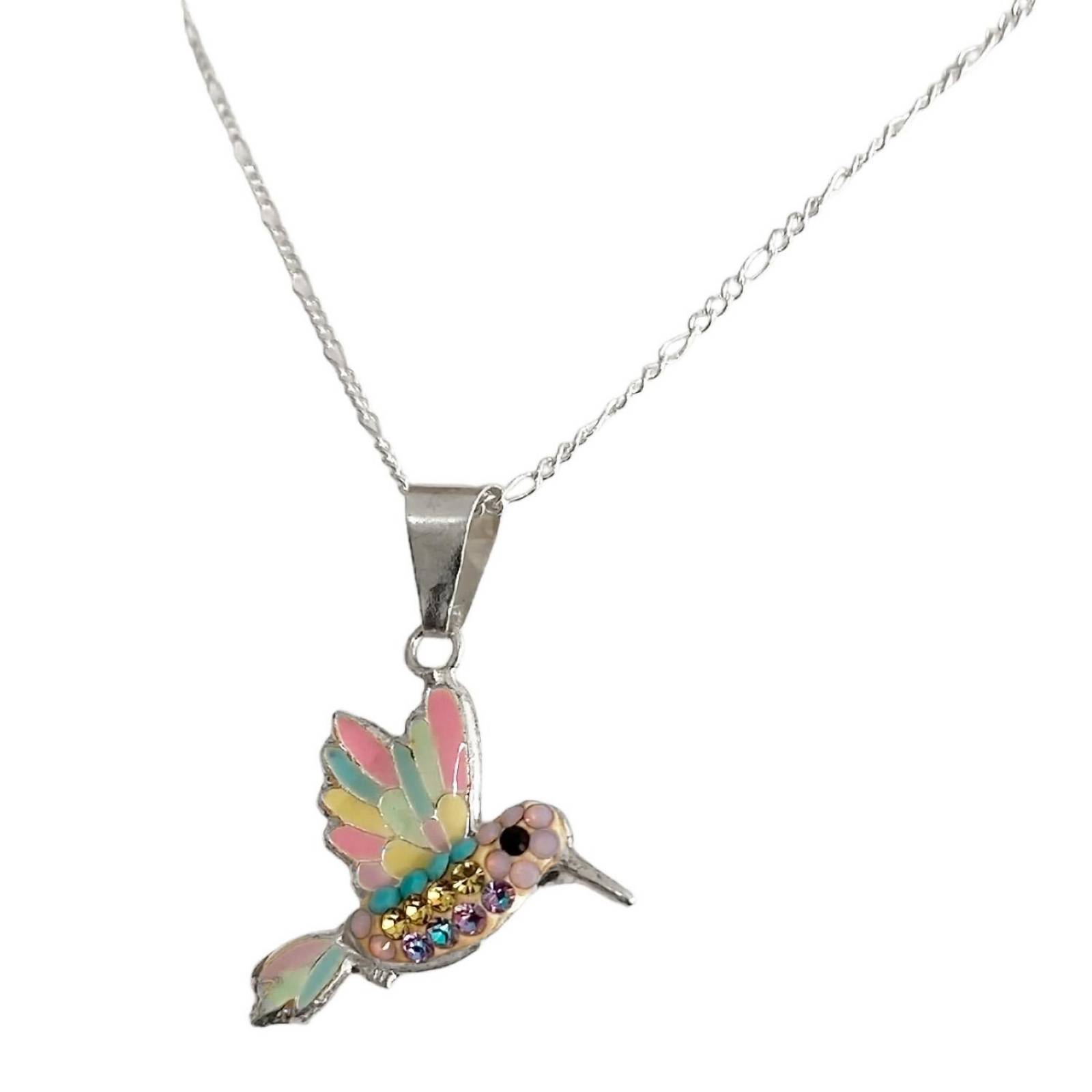 Juego Completo Artesanal Colibrí Con Piedras Plata Ley 925 Salmón Alto/Ancho: 2 cm x 1.5 cm