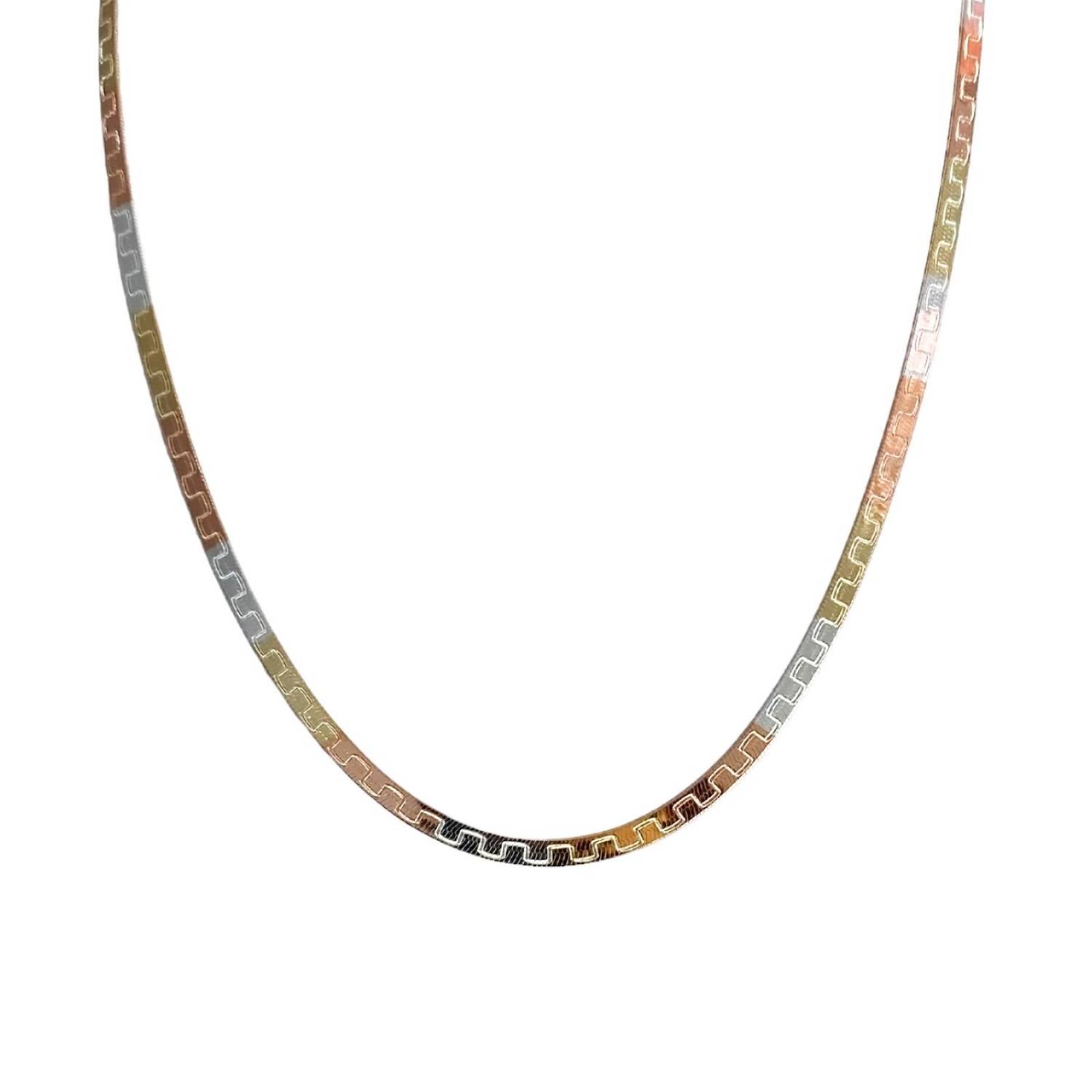 Cadena Y Brazalete Cola De Serpiente Tricolor Plata Ley 925 45 cm x 3 mm Largo / Ancho 45 cm x 3 mm Medio cuadro