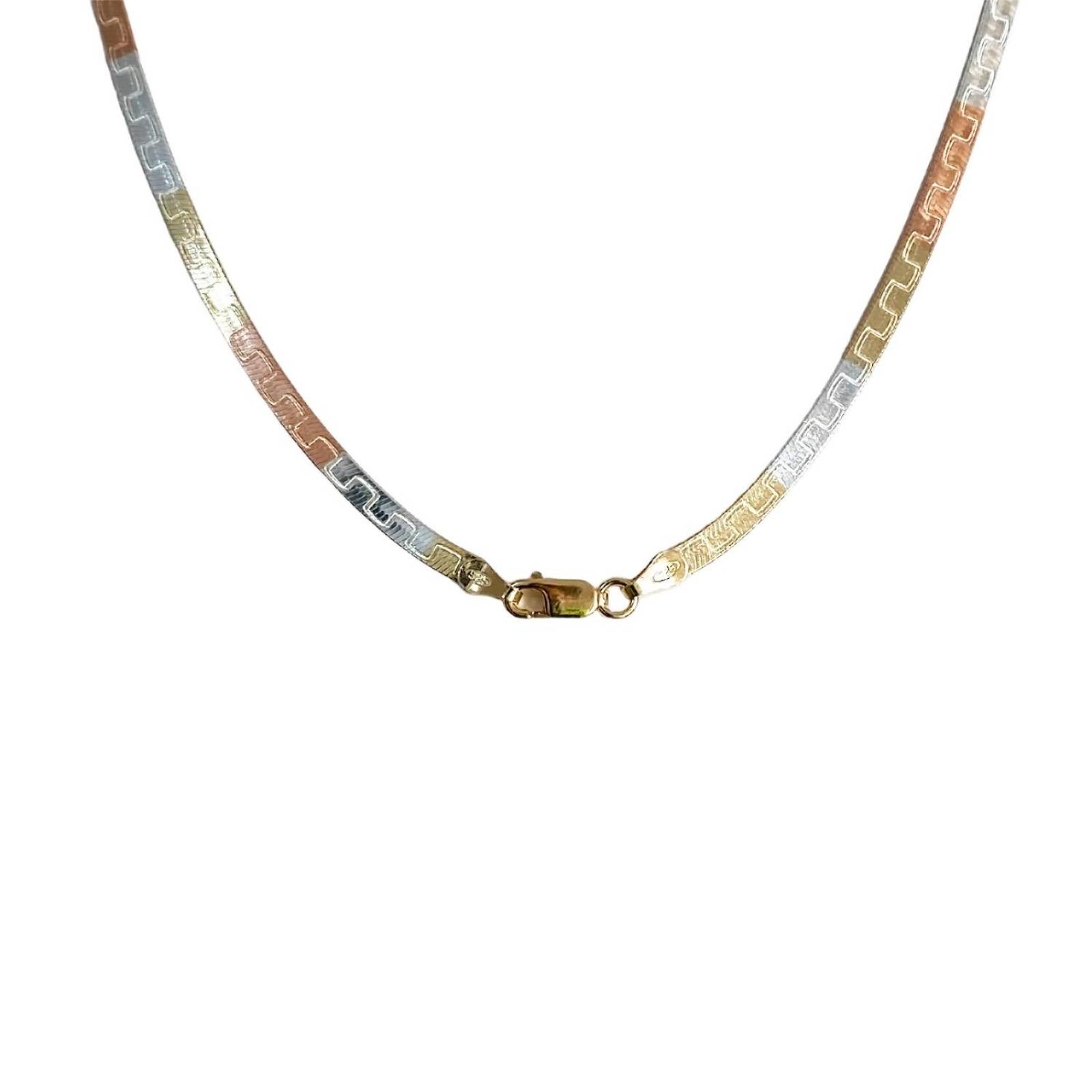 Cadena Y Brazalete Cola De Serpiente Tricolor Plata Ley 925 45 cm x 3 mm Largo / Ancho 45 cm x 3 mm Medio cuadro