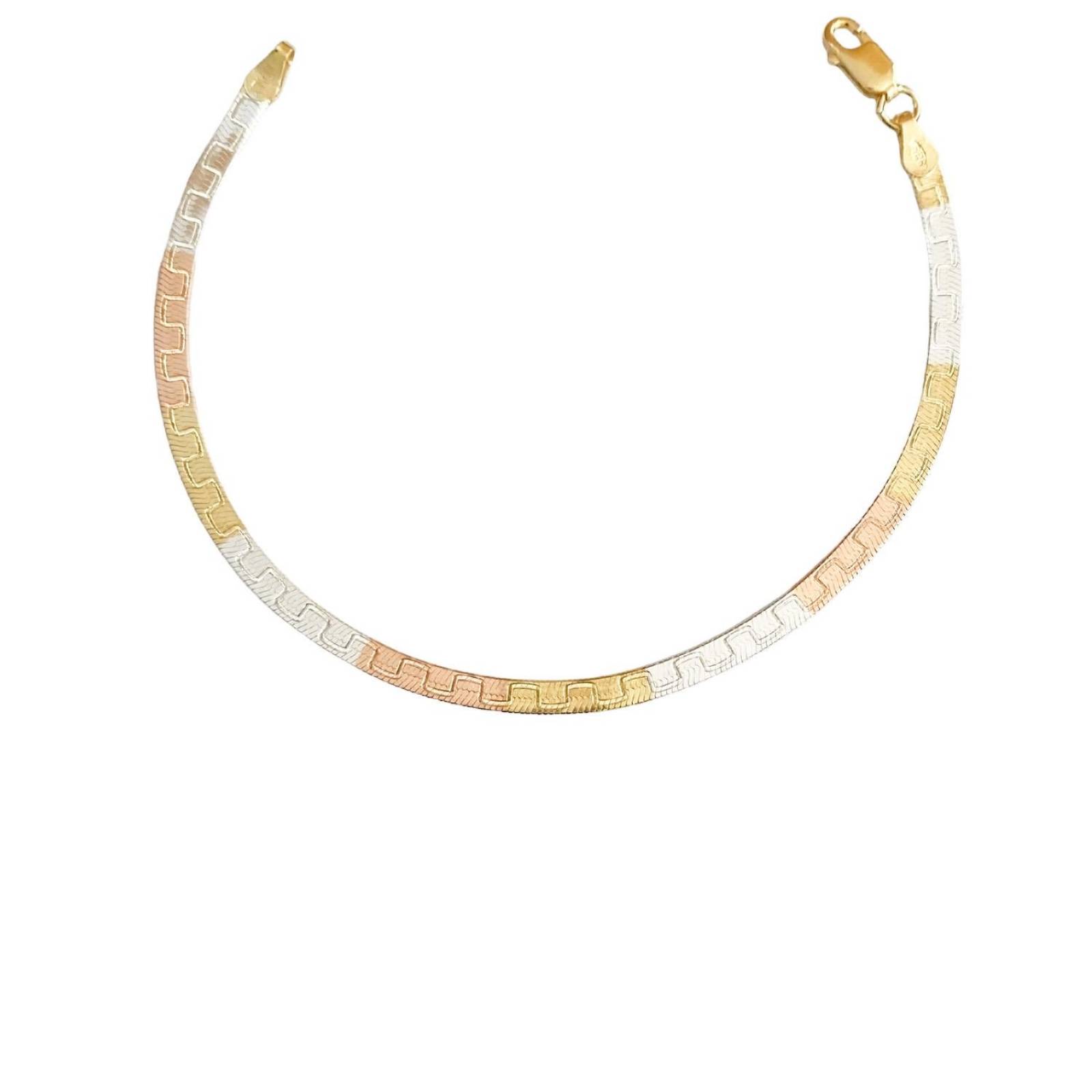 Cadena Y Brazalete Cola De Serpiente Tricolor Plata Ley 925 45 cm x 3 mm Largo / Ancho 45 cm x 3 mm Medio cuadro