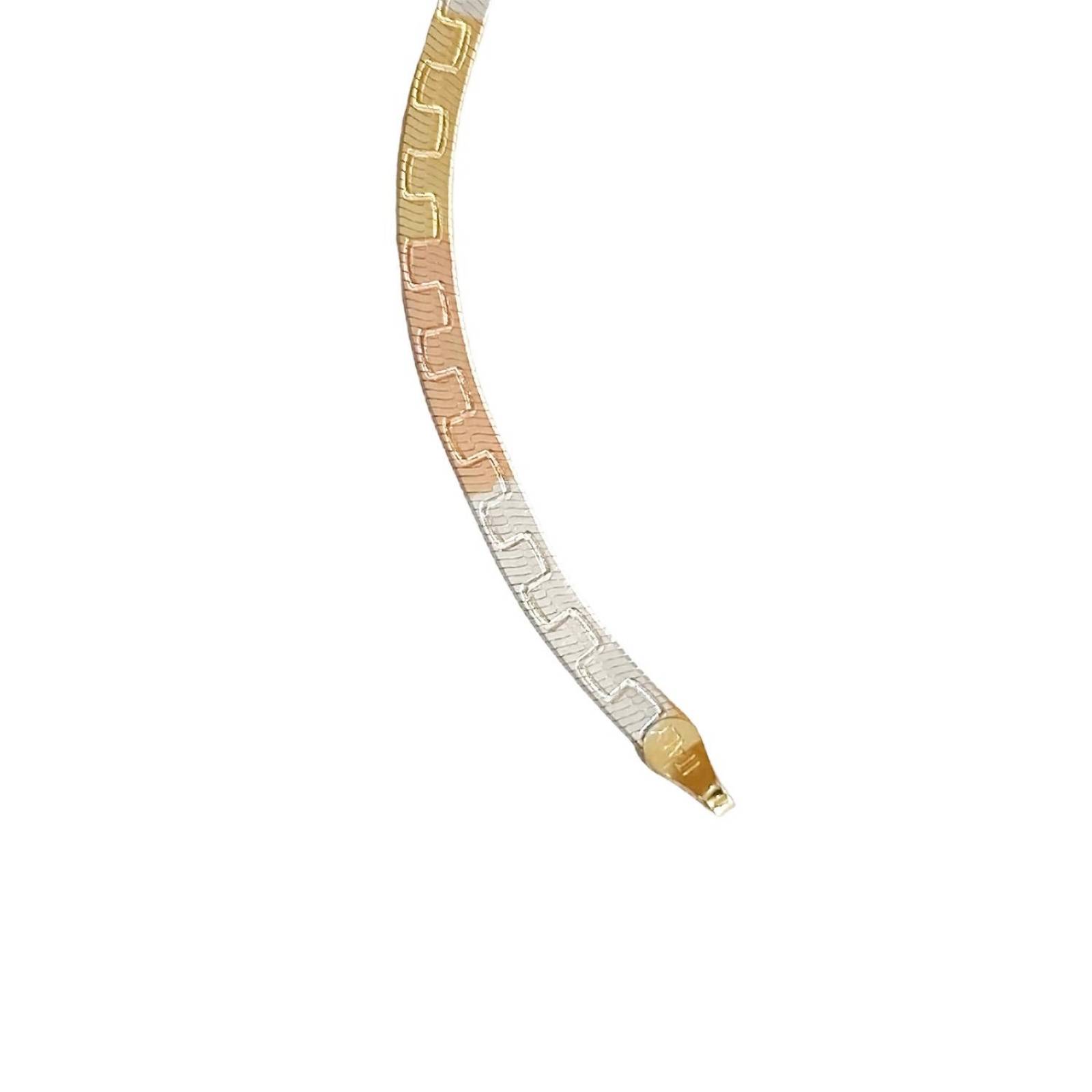 Cadena Y Brazalete Cola De Serpiente Tricolor Plata Ley 925 45 cm x 3 mm Largo / Ancho 45 cm x 3 mm Medio cuadro