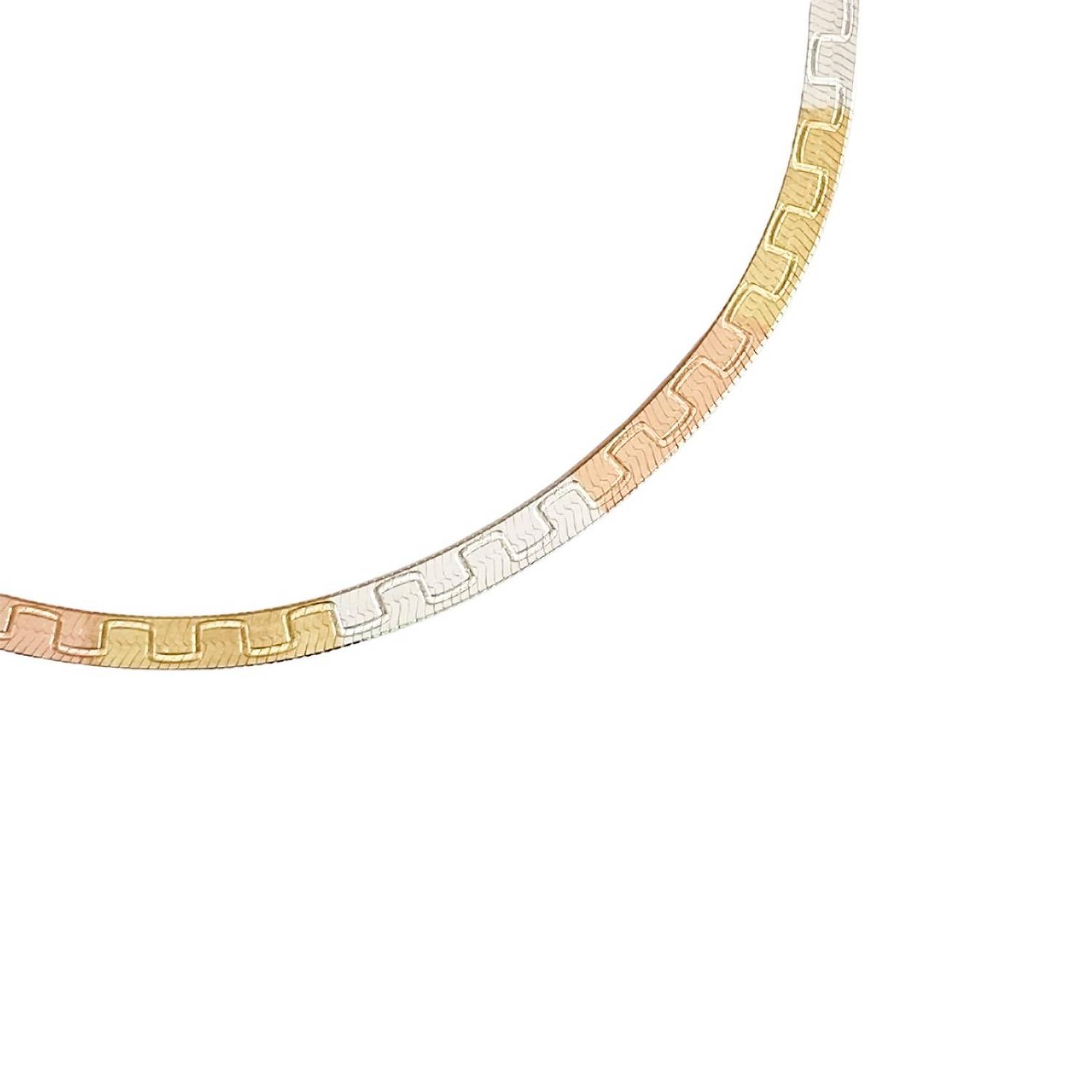 Cadena Y Brazalete Cola De Serpiente Tricolor Plata Ley 925 45 cm x 3 mm Largo / Ancho 45 cm x 3 mm Medio cuadro