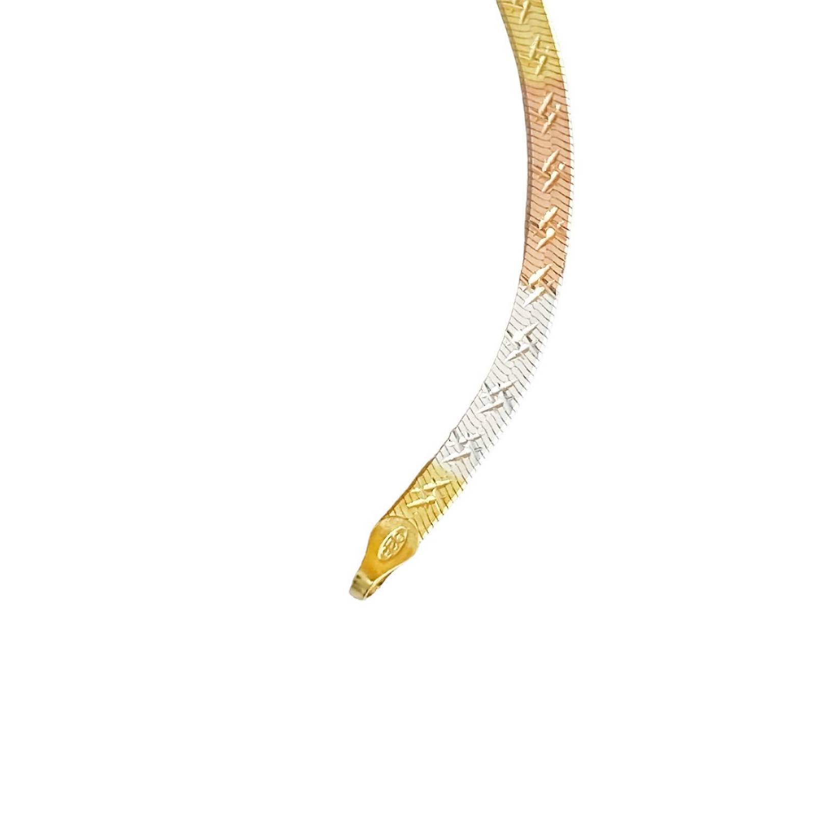 Cadena Y Brazalete Cola De Serpiente Tricolor Plata Ley 925 45 cm x 3 mm Largo / Ancho 45 cm x 3 mm Estrella