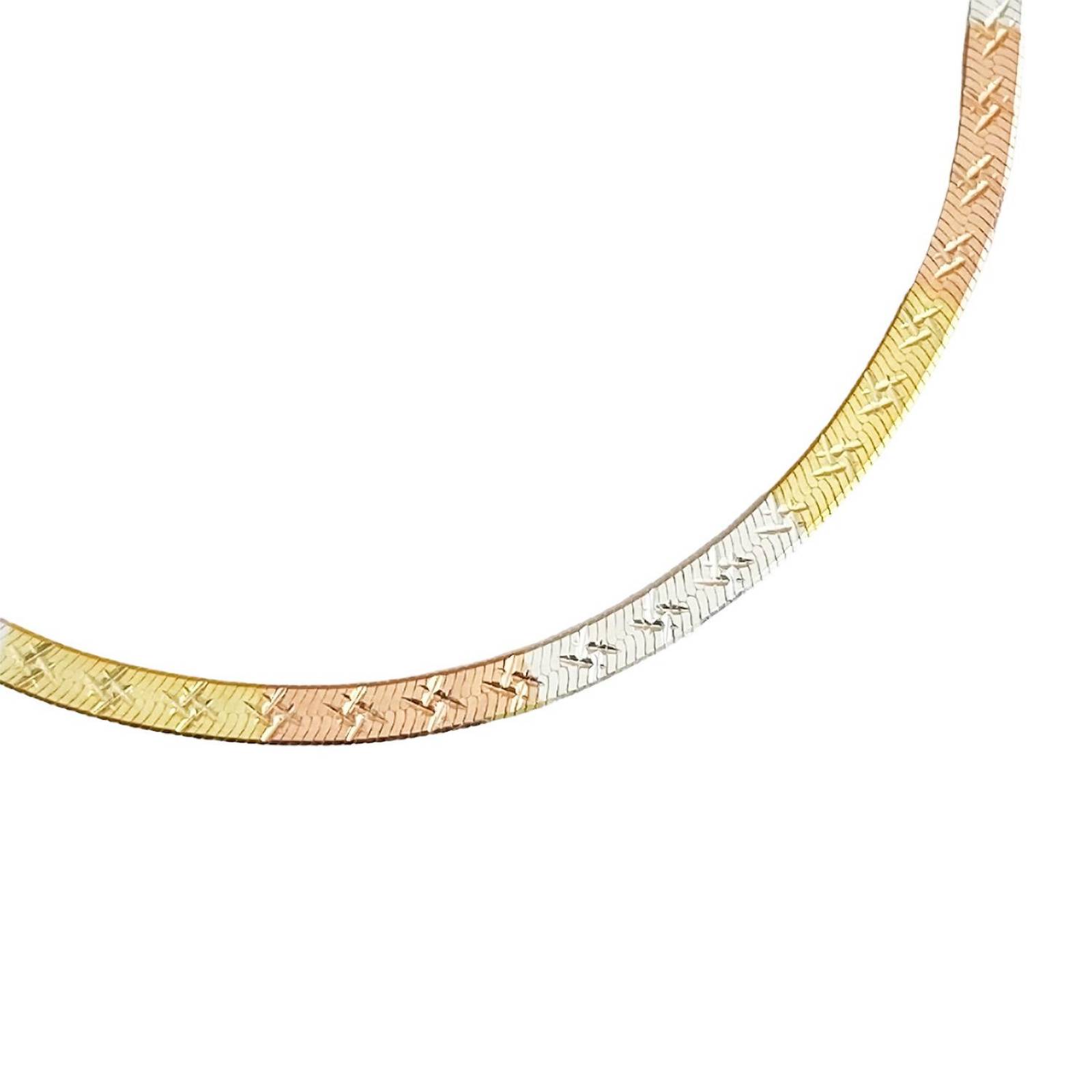 Cadena Y Brazalete Cola De Serpiente Tricolor Plata Ley 925 45 cm x 3 mm Largo / Ancho 45 cm x 3 mm Estrella