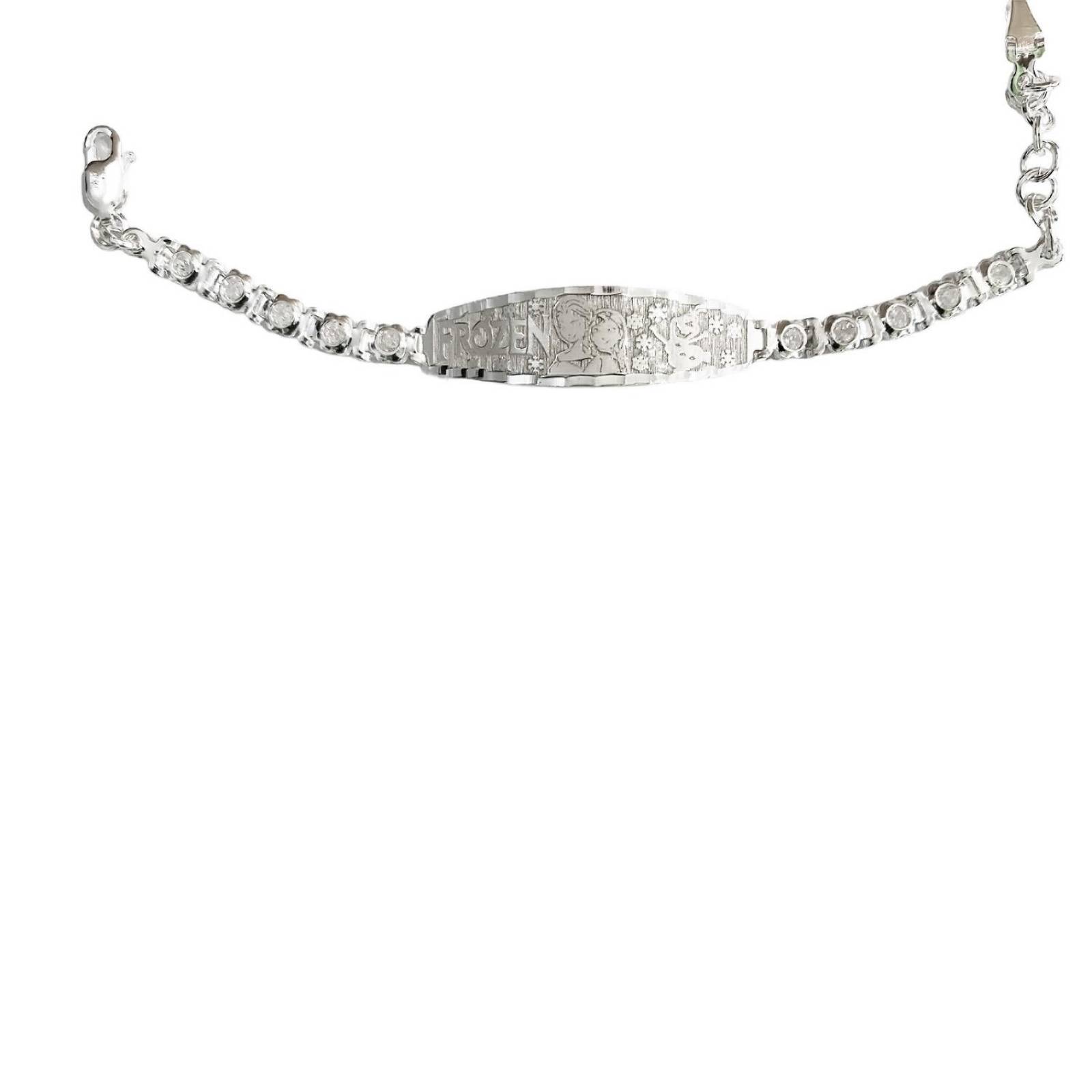 Pulsera Ajustable Para Niño Niña Zirconias Regalo Plata 925 15 cm x 3 mm Blanco Largo / Ancho 15 cm x 3 mm