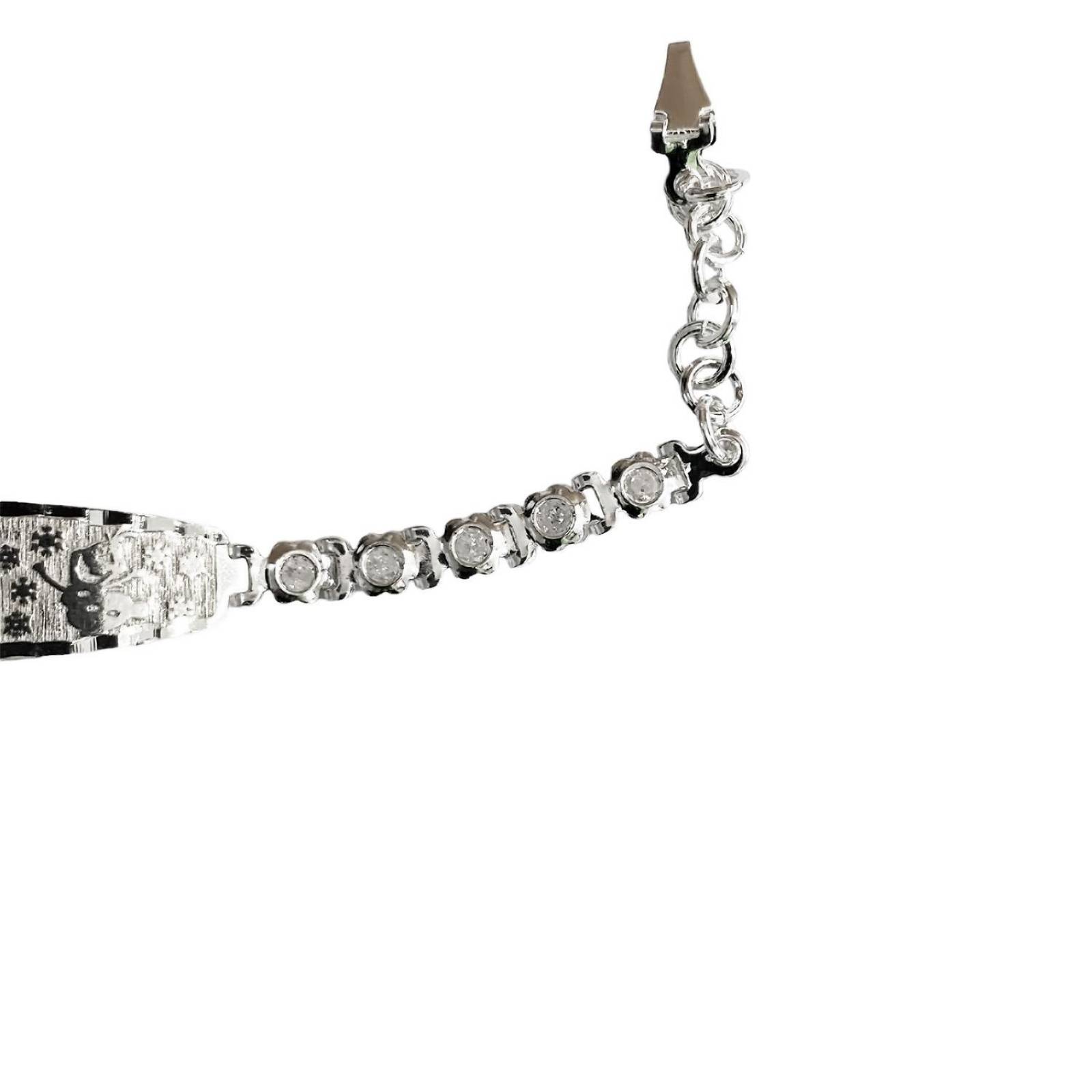 Pulsera Ajustable Para Niño Niña Zirconias Regalo Plata 925 15 cm x 3 mm Blanco Largo / Ancho 15 cm x 3 mm