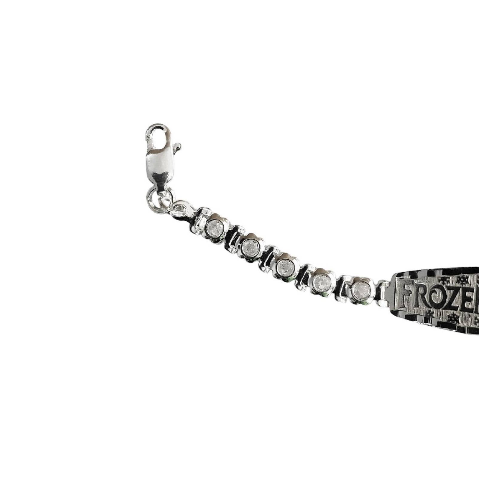 Pulsera Ajustable Para Niño Niña Zirconias Regalo Plata 925 15 cm x 3 mm Blanco Largo / Ancho 15 cm x 3 mm